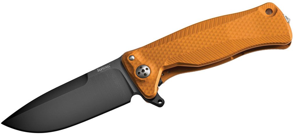 SR-11, Chemical Black Sleipner Drop Point Blade, Orange Aluminum Handle