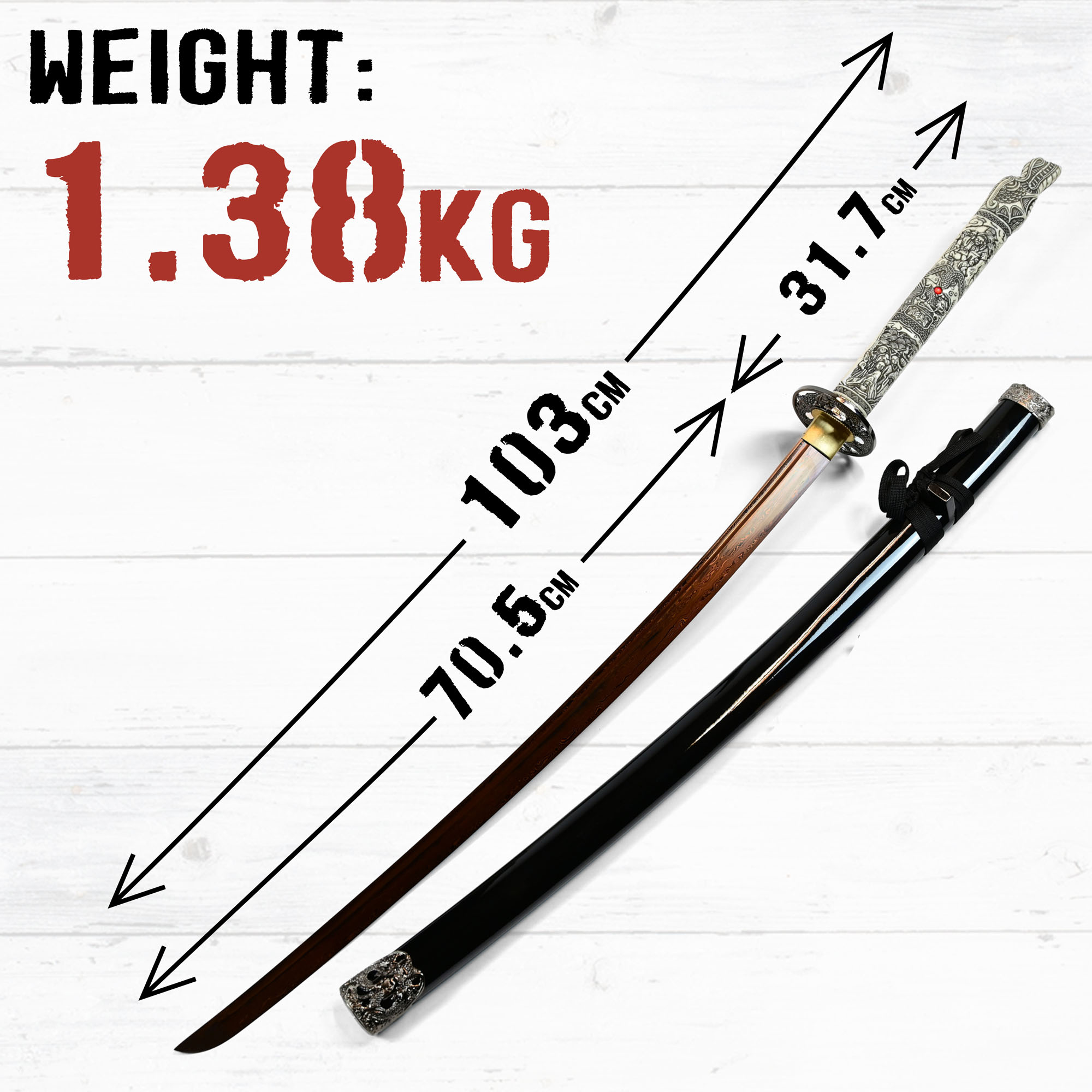 Highlander - Duncan MacLeod Katana - handforged & folded, Set - Blood Damascus Edition