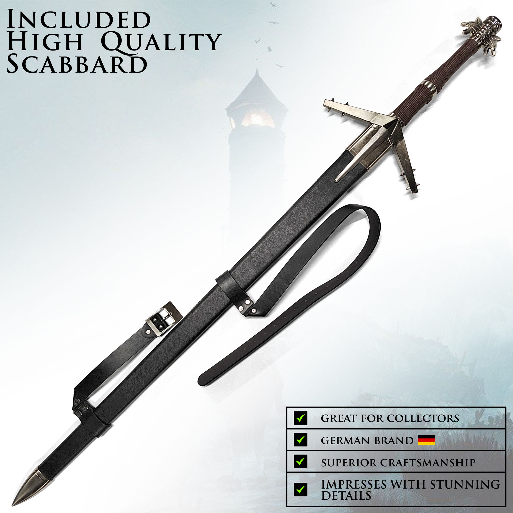 Witcher Silberschwert mit Scheide