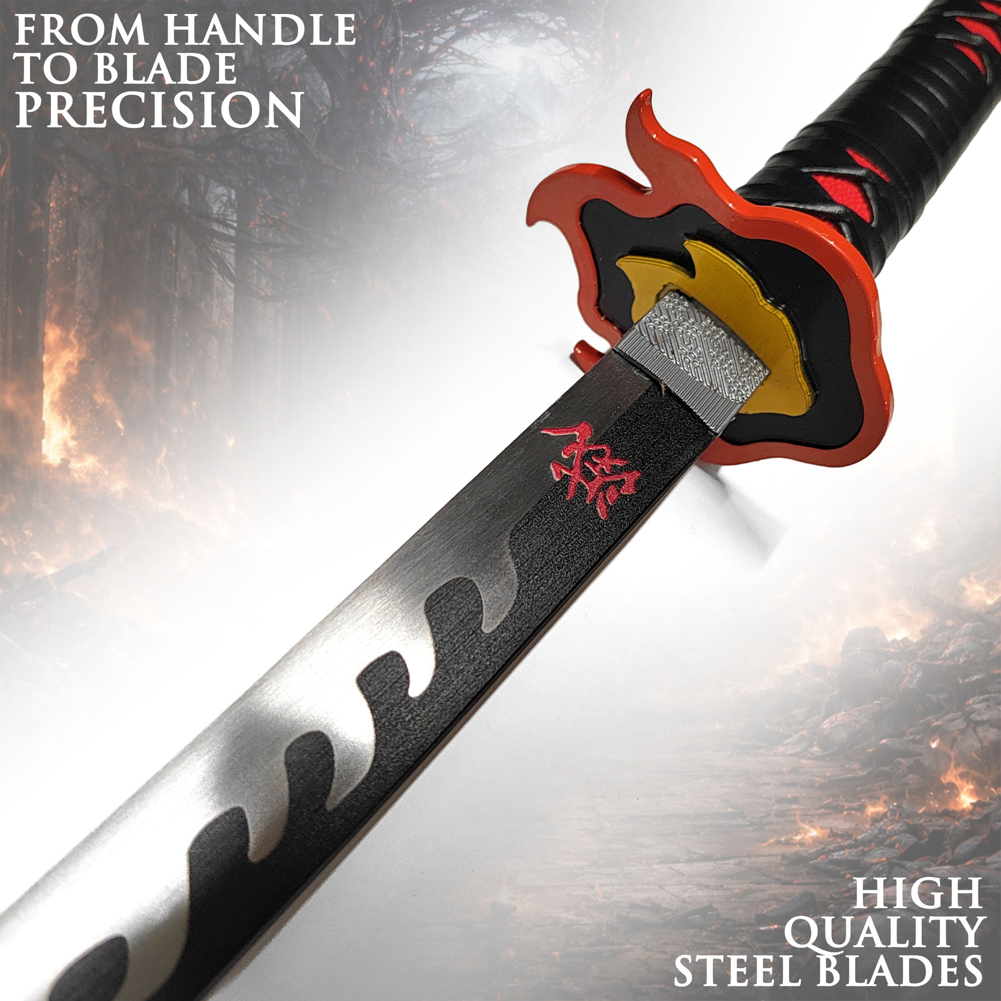 Demon Slayer Schwerter Set mit Ständer - Kamado Tanjirou, Fire Breath & Shinazugawa Sanemi