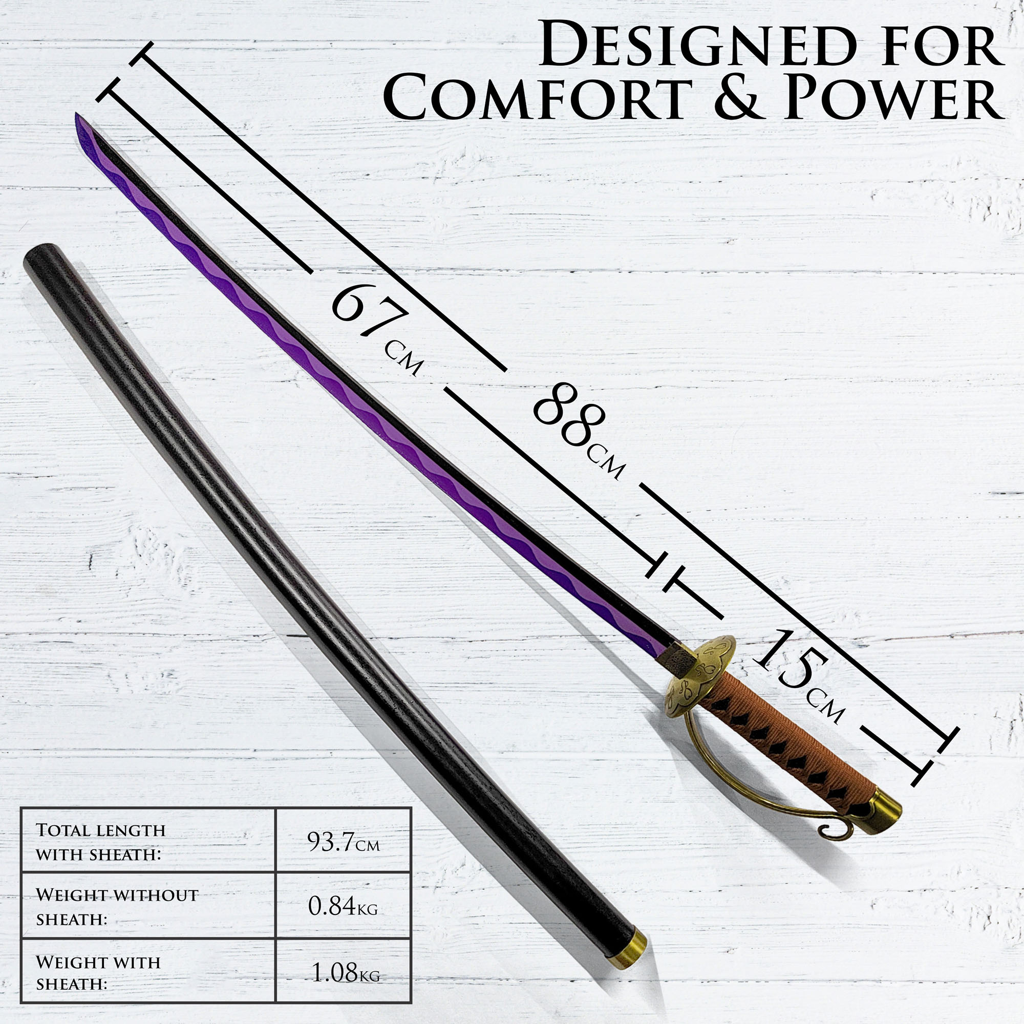 One Piece - Gol D Roger - Ace Sword with Sheath (Golden Handle) Handforged