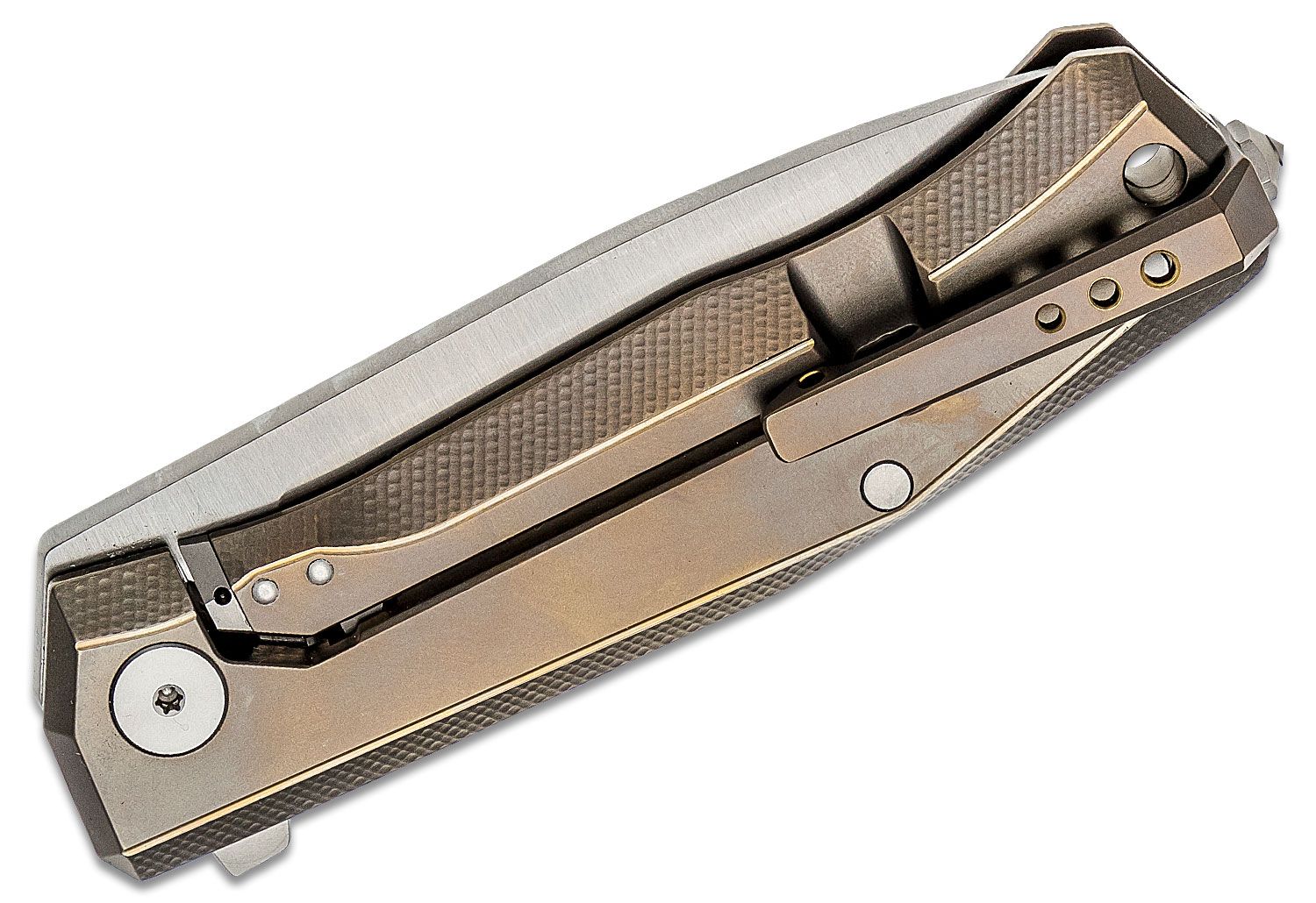 Myto, M390 Satin-Klinge, Bronze-Titan-Griff