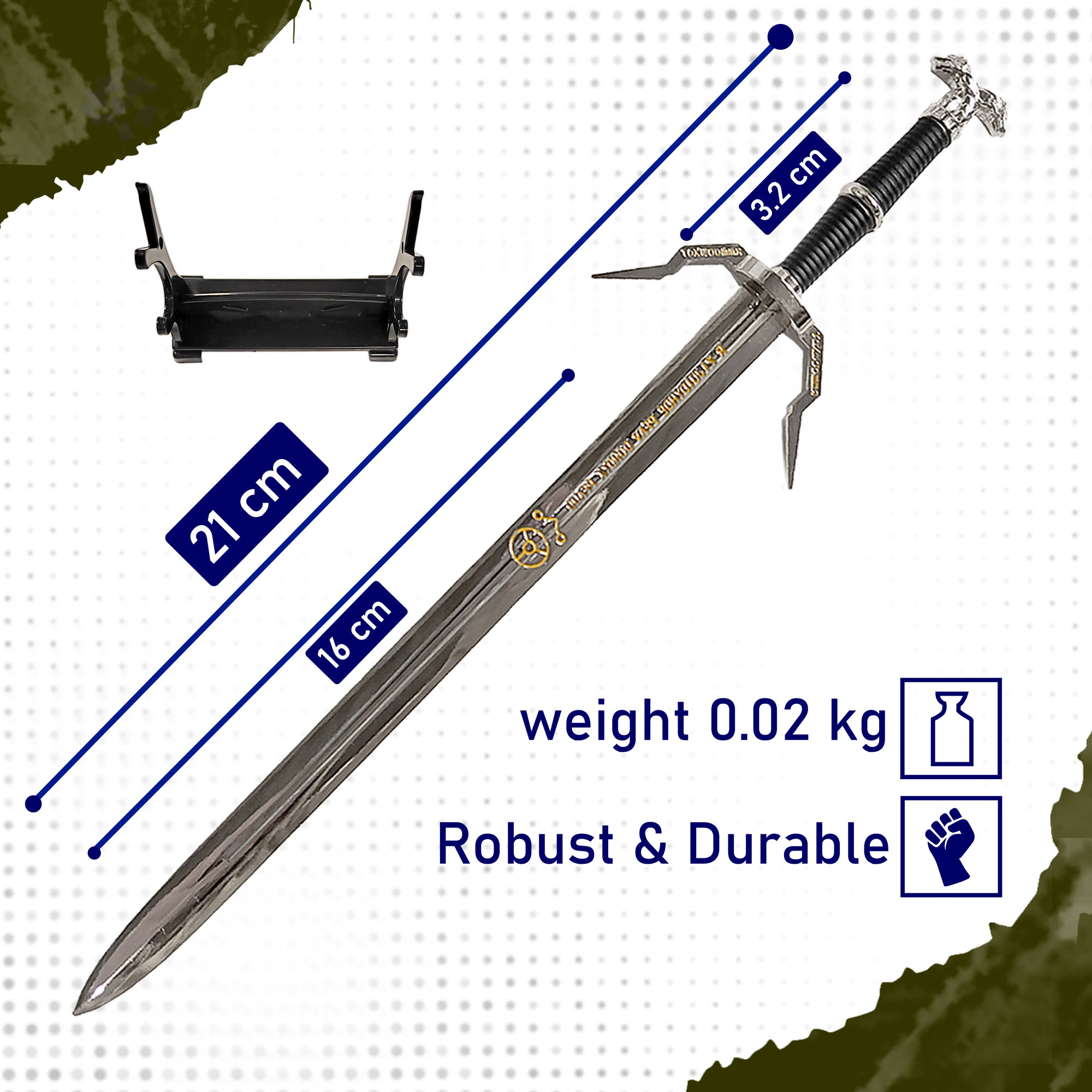 The Witcher – Geralt von Riva, Silberschwert, Schwert-Brieföffner mit Ständer, Miniaturschwert