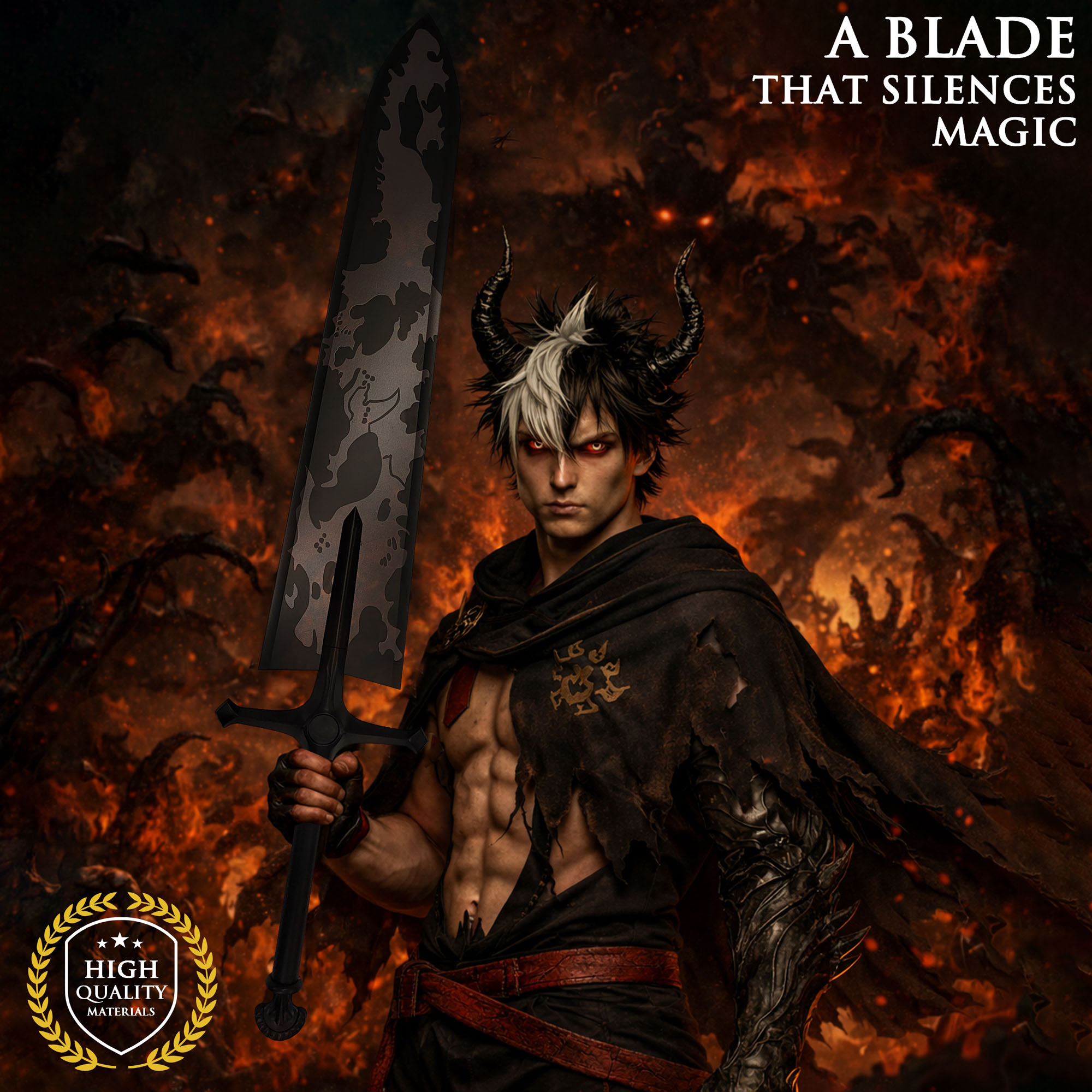 Black Clover: Asta's Demon-Dweller Sword – 51" Steel Replica