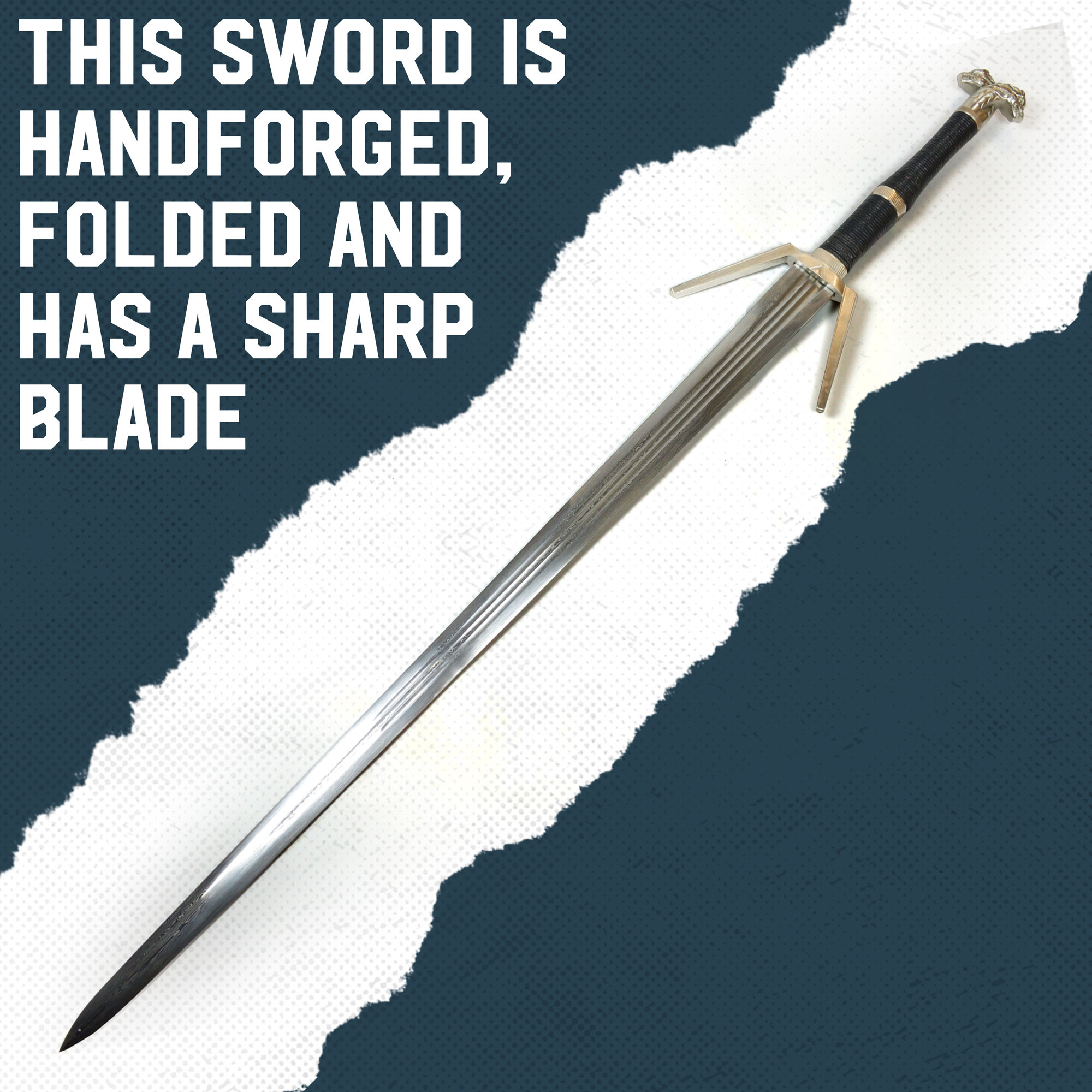 Witcher - Silber Schwert mit Scheide, handgeschmiedet und gefaltet