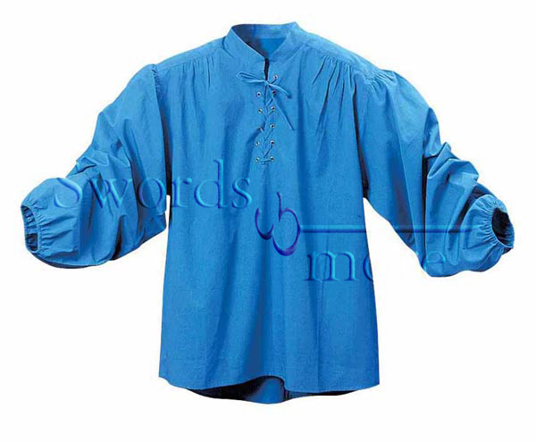 Historisches Baumwollhemd, blau, Größe L