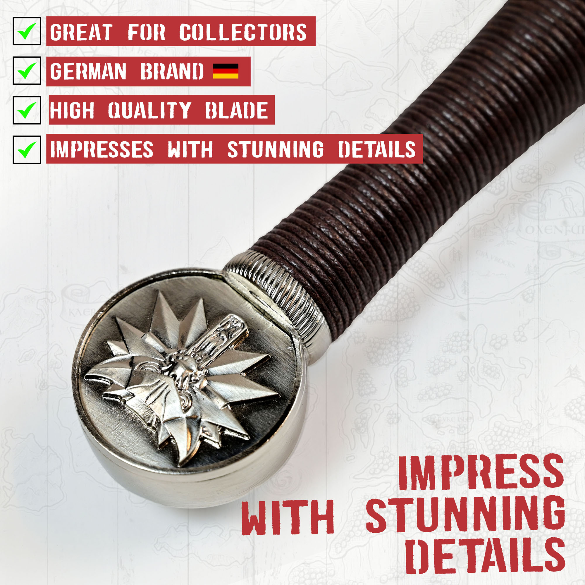 Witcher - Stahl Schwert mit Scheide + Wanddisplay