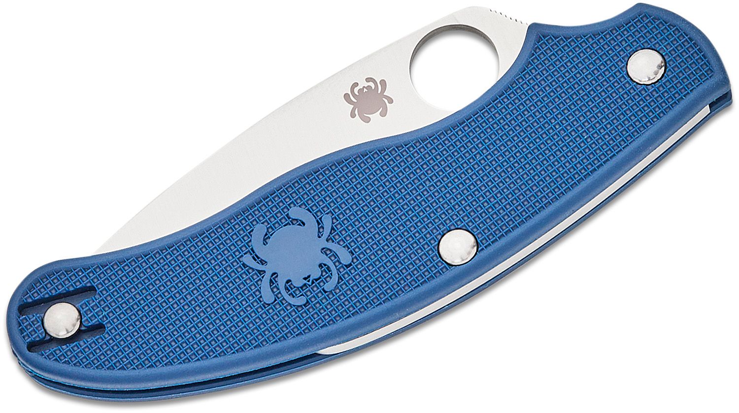 Penknife, CPM-SPY27 Leaf-Shaped Satin Plain Blade, Cobalt Blue FRN Handle