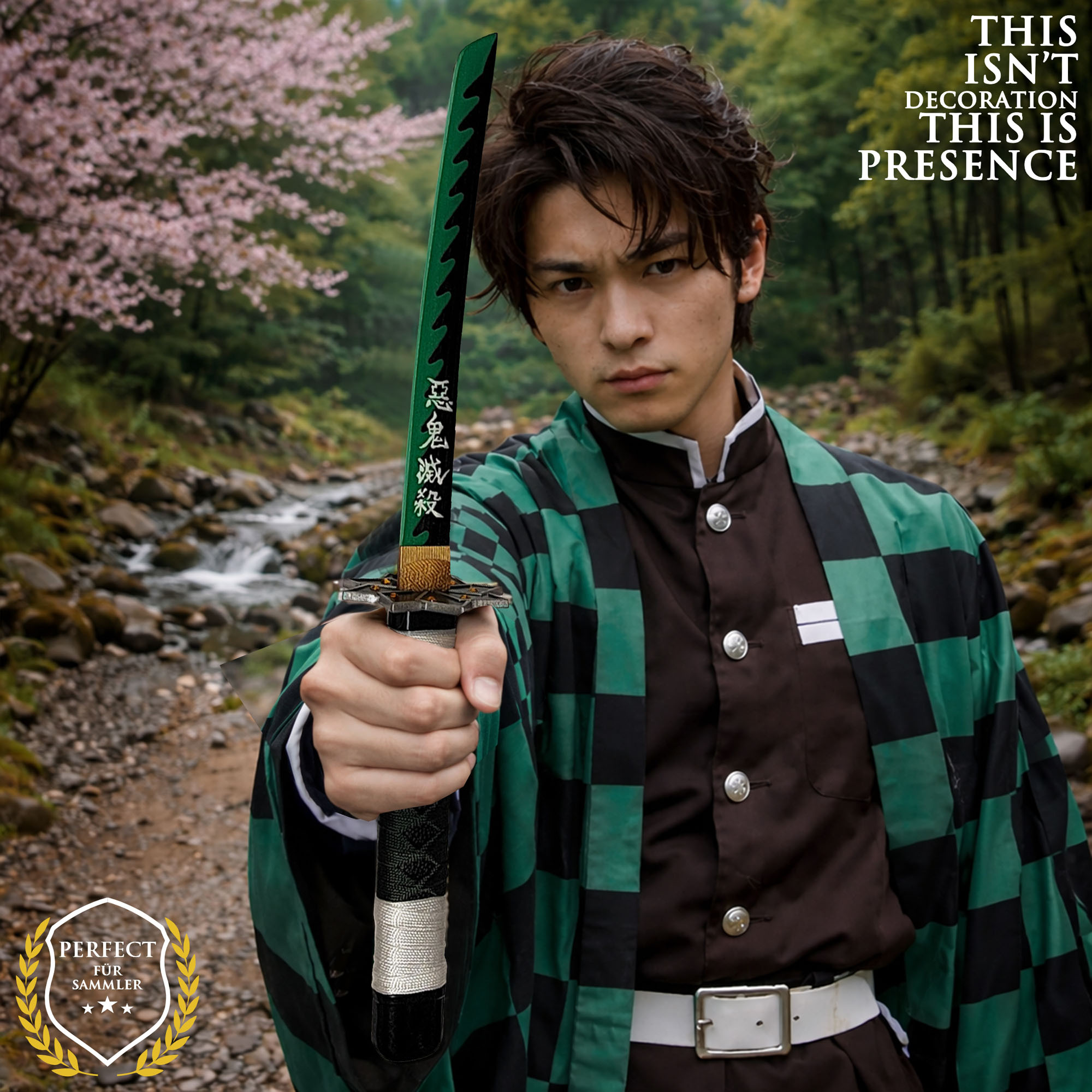 Demon Slayer Schwerter Set mit Ständer - Kamado Tanjirou, Fire Breath & Shinazugawa Sanemi