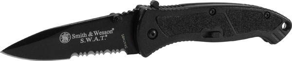 S&W SWAT MAGIC Assist Drop-Point Small (Black Part. Serrated)