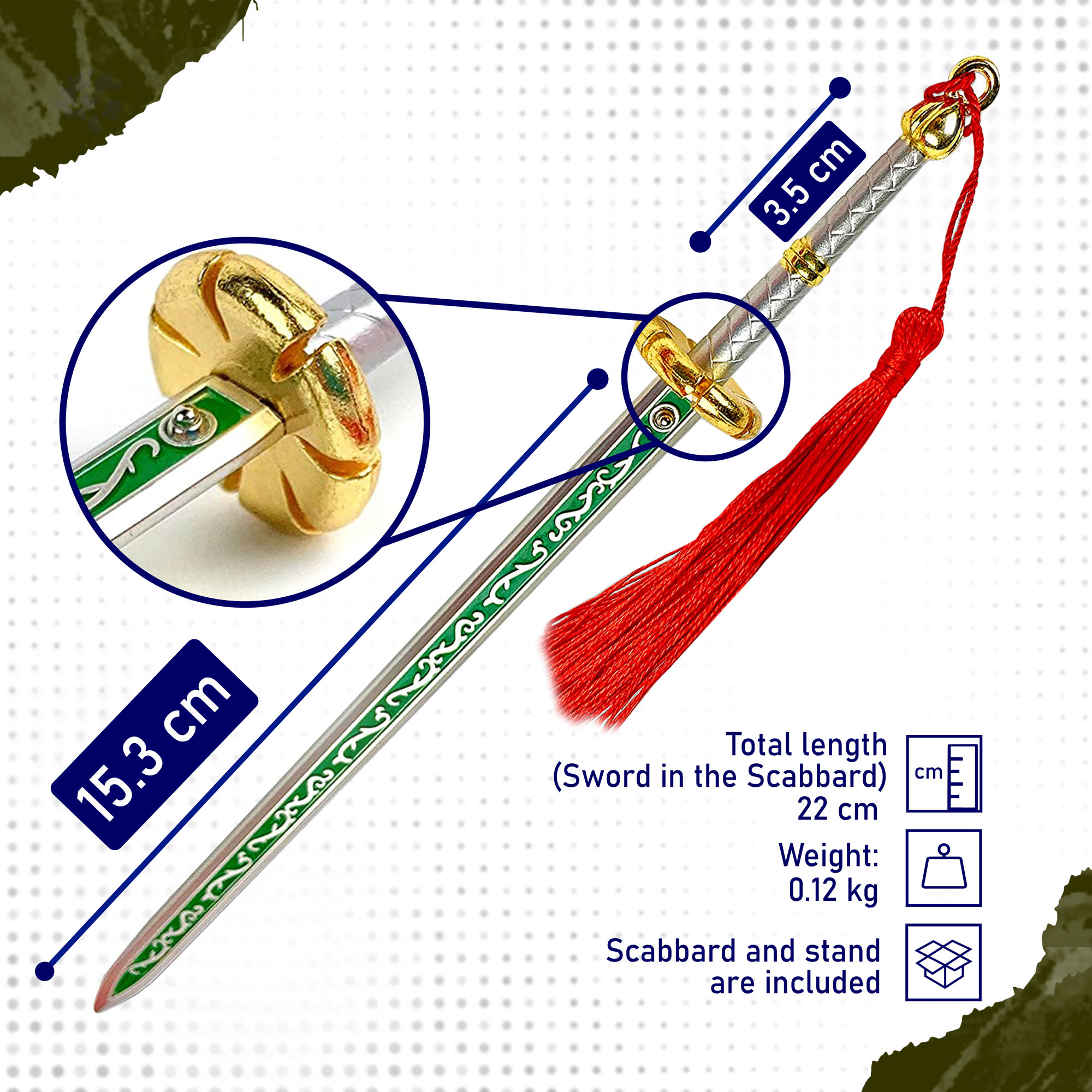 One Piece – Shichiseiken Samurai Katana Sword Letter Opener with Sheath and Stand