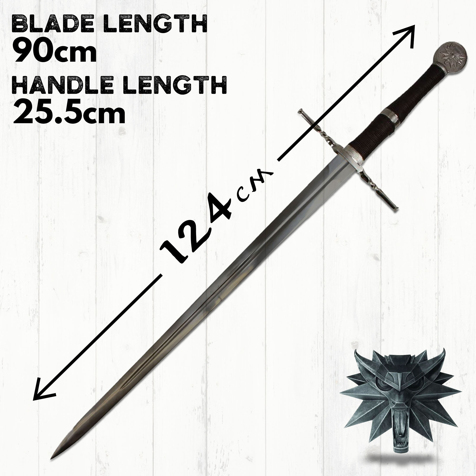 Witcher - Stahl Schwert mit Scheide, handgeschmiedet und gefaltet