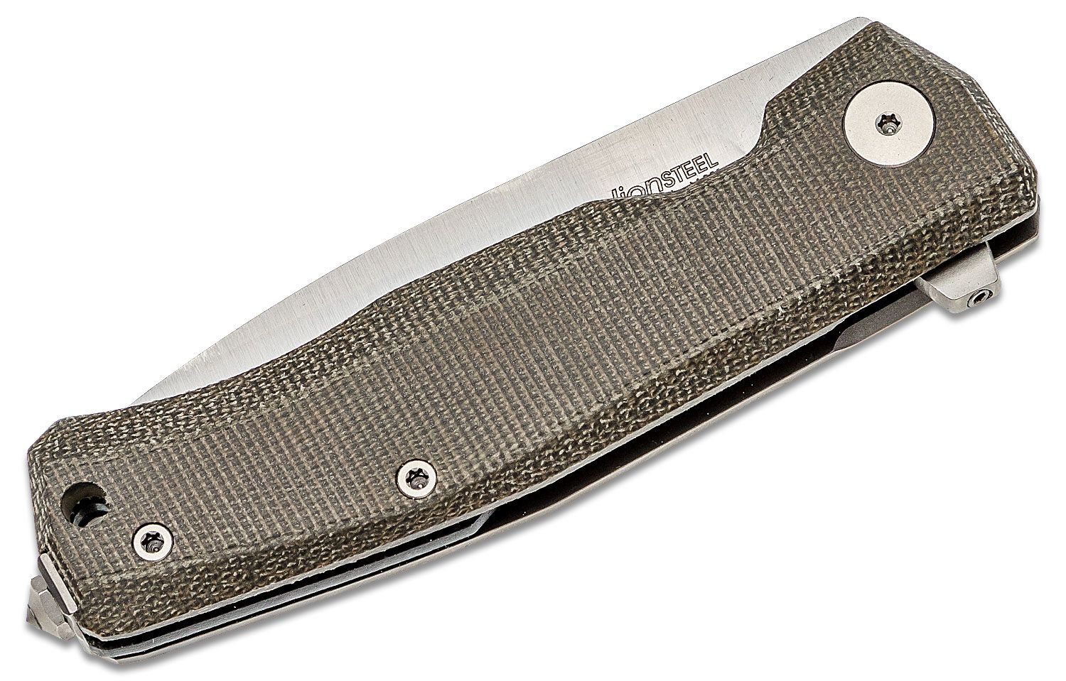 Myto, M390 Satin Blade, Green Canvas Micarta and Titanium Handle