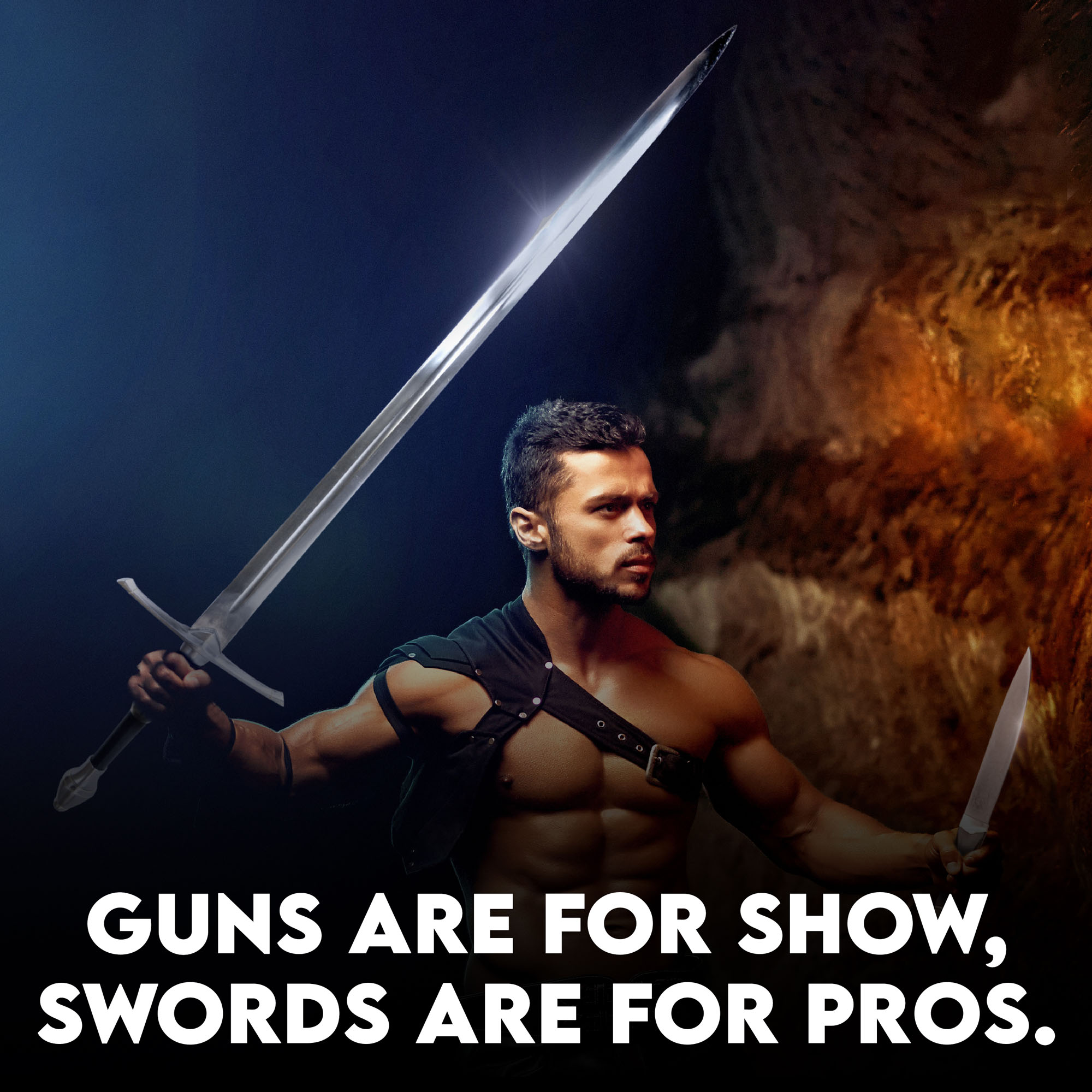 Ranger Schwert, handgeschmiedet & gefaltet, mit Beimesser und scharfer Klinge