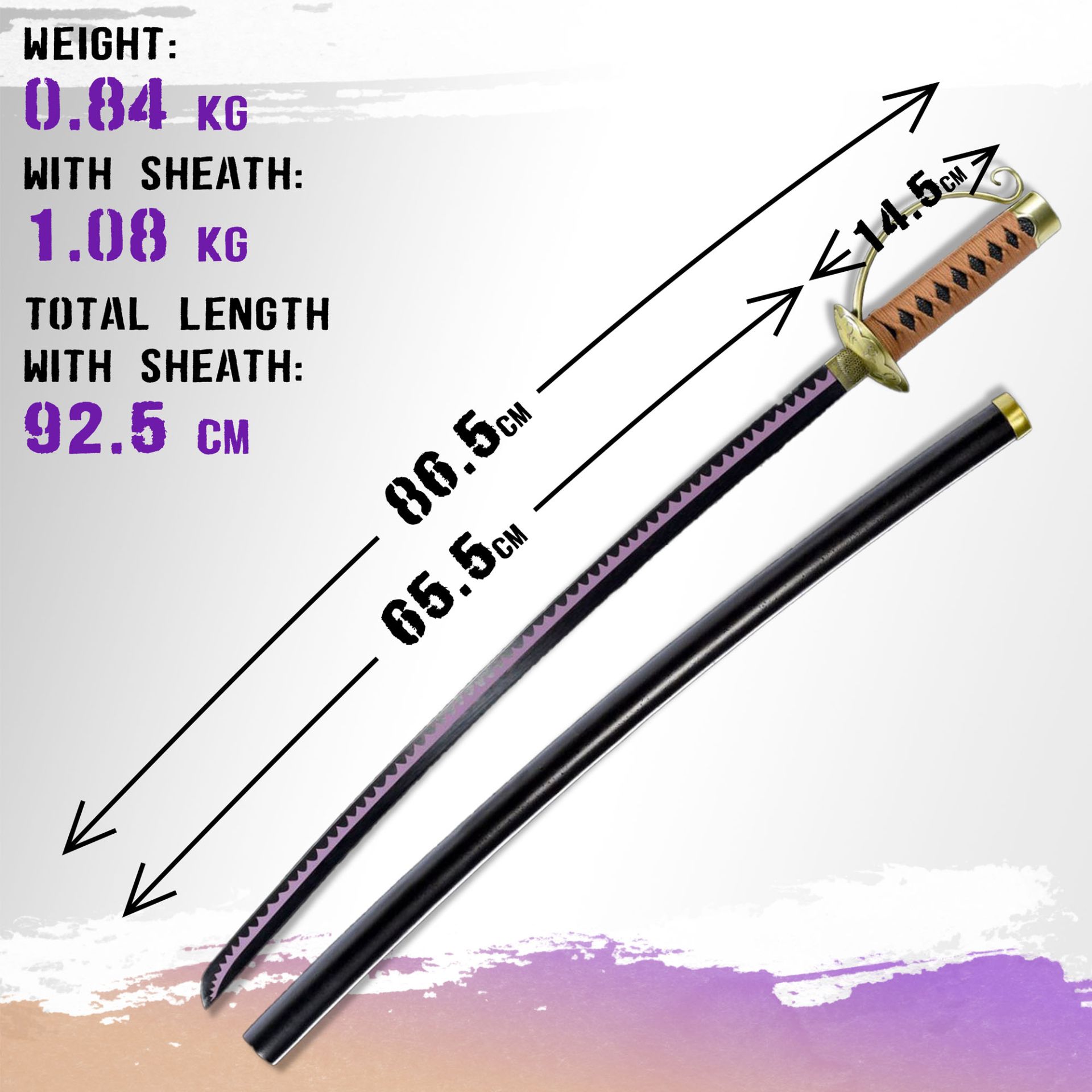 One Piece - Gol D Roger - Ace Sword with Sheath (Brown Handle), Handforged