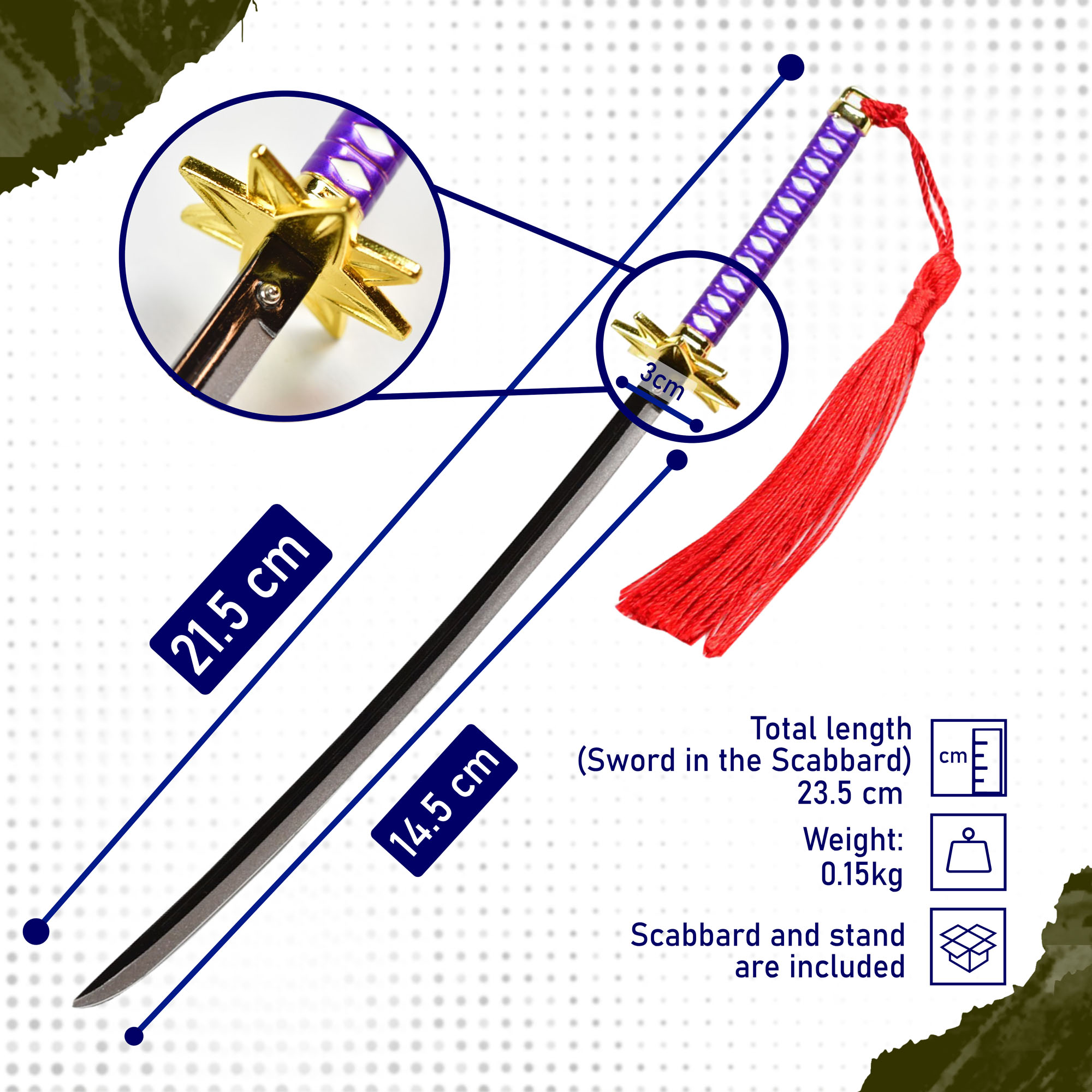 Bleach – Toshiro Hitsugaya Schwert, Anime Katana, Schwert Brieföffner mit Scheide und Ständer