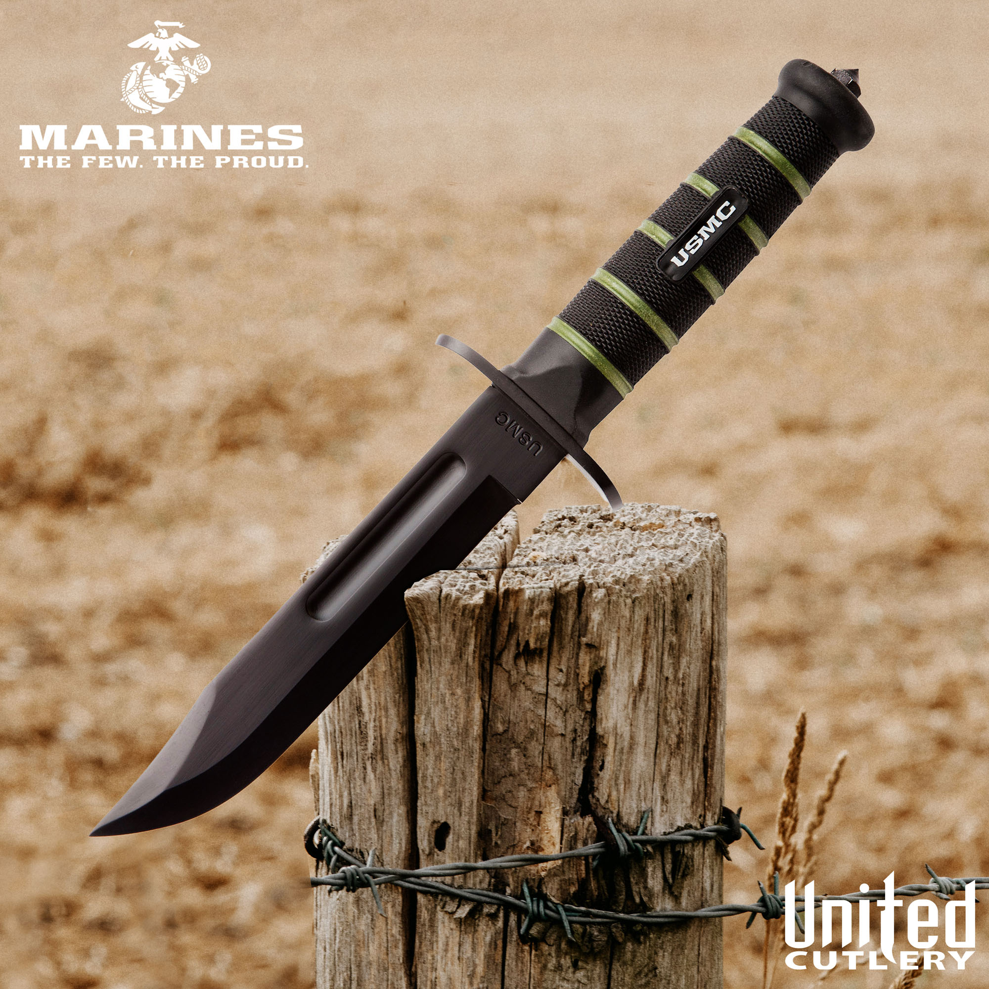 USMC Blackout Combat Fighter Fixed Blade Knife