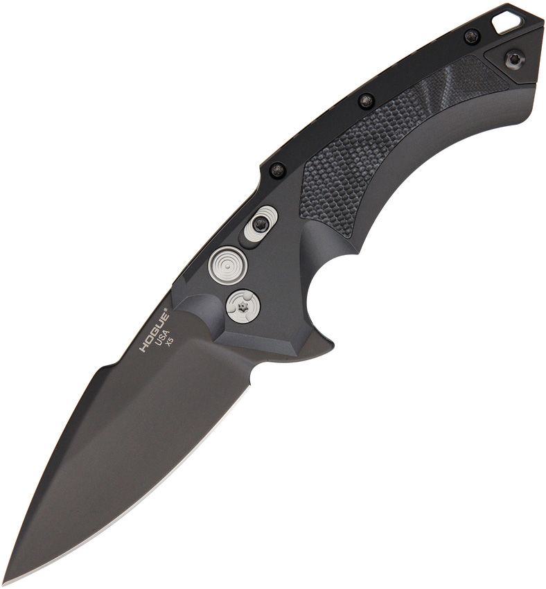 X5 Black CPM-154 Spear Point Blade, Black Aluminum Handle