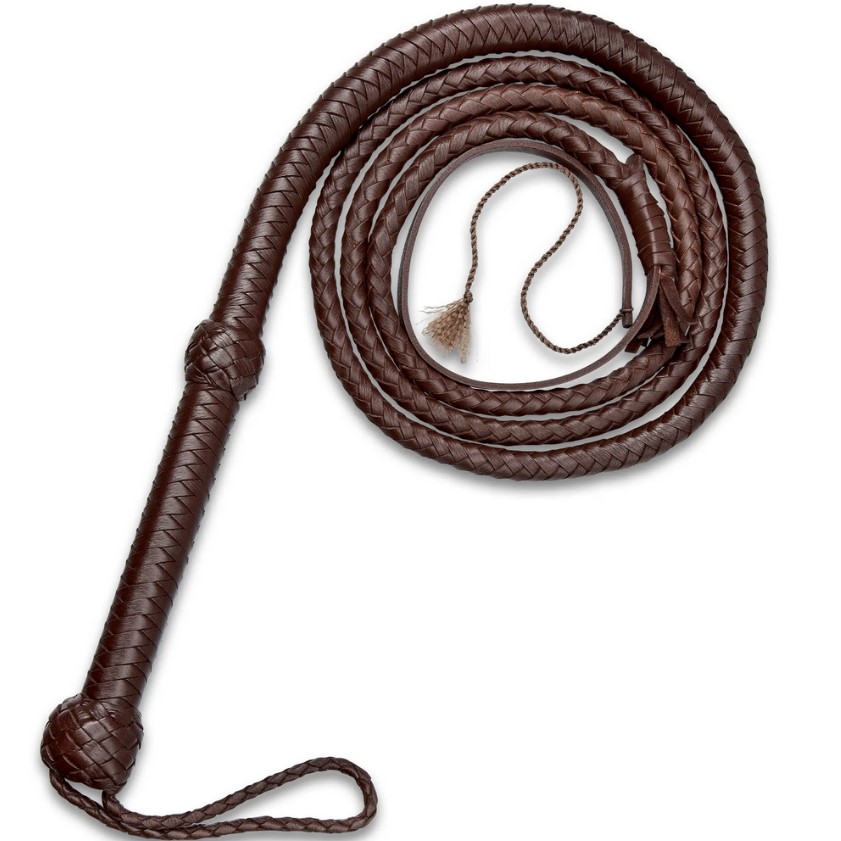 Handcrafted Dark Brown Leather Bull Whip