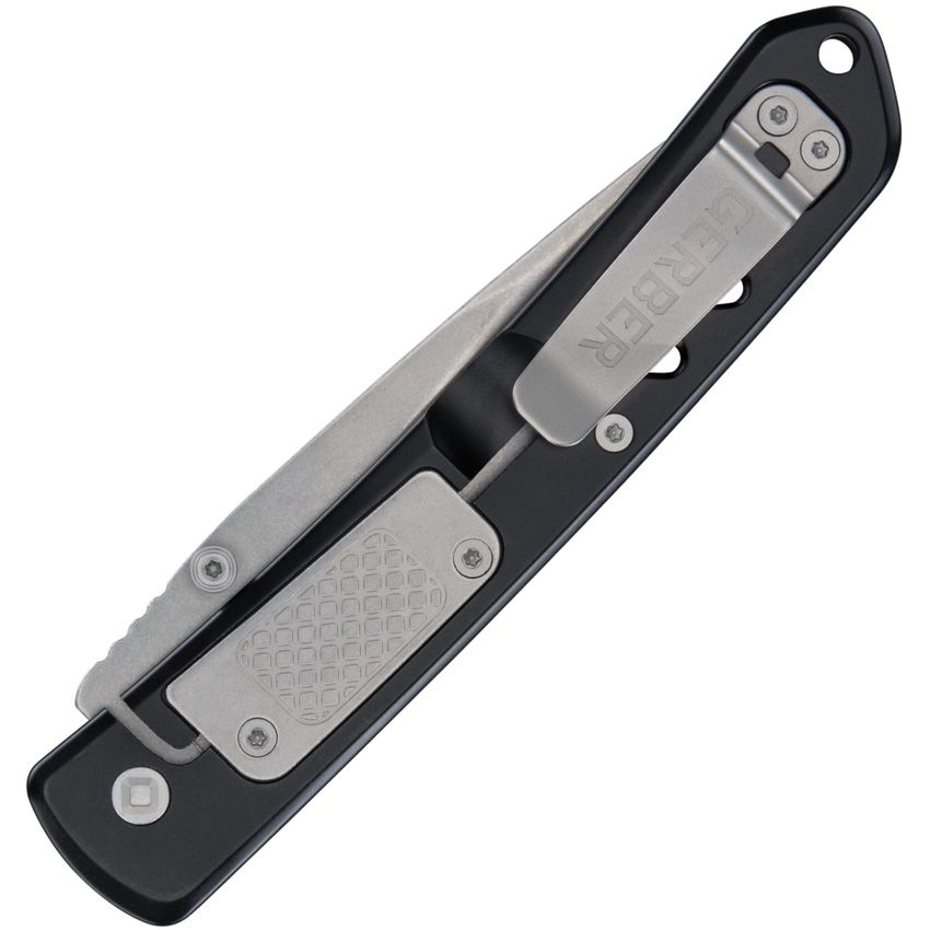 Affirm, Stonewashed Clip Point Blade, Slotted Blue Aluminum Handle
