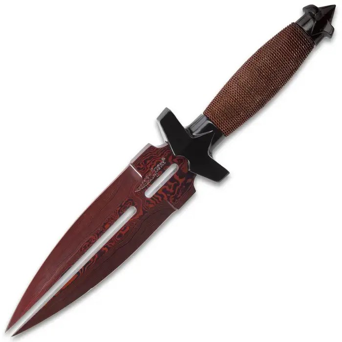 Hibben HellFyre Double Shadow Knife With Sheath - Damascus Steel Blade