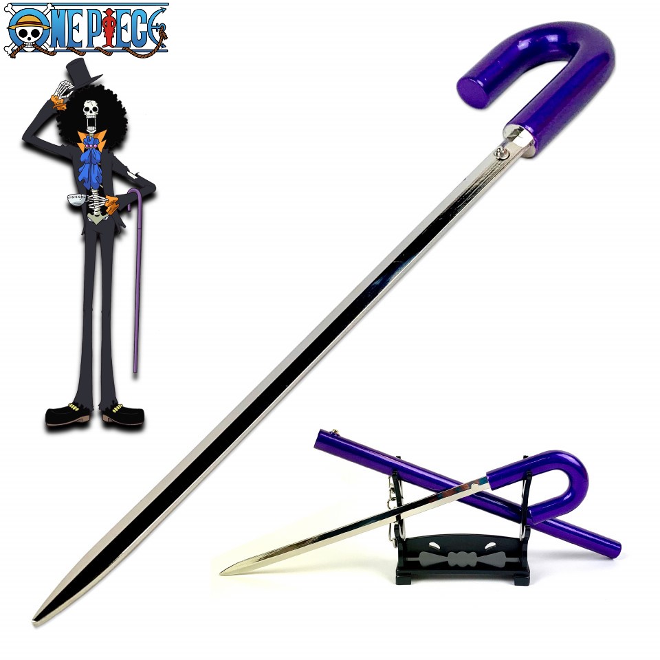 One Piece – Brookes Soul Solid Samuraikatana, Brieföffner-Schwert mit Scheide und Ständer