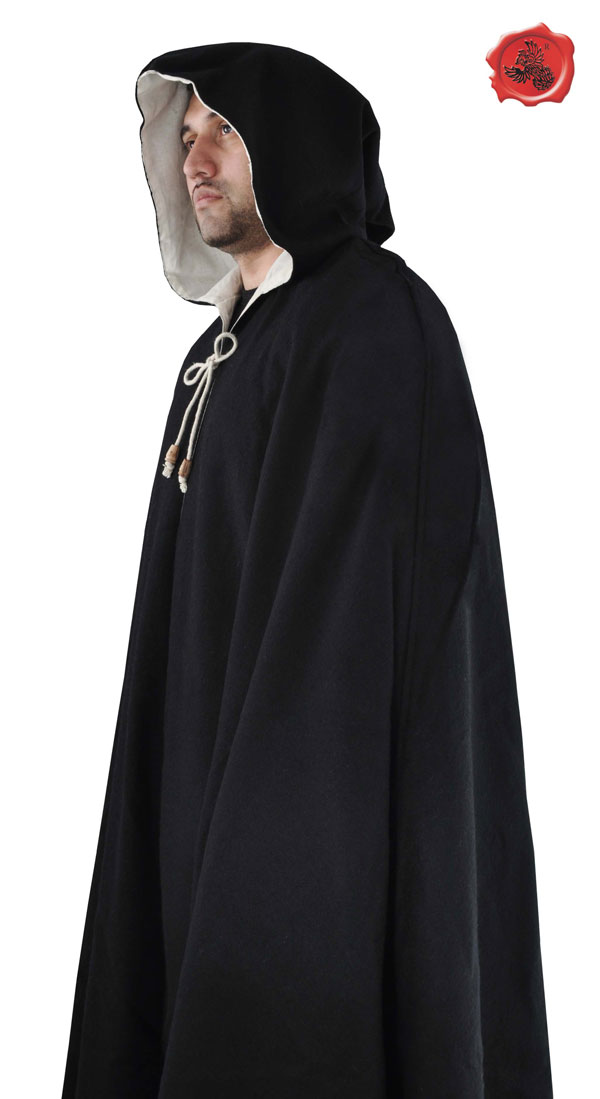 Medieval Wollen Cloak, Black