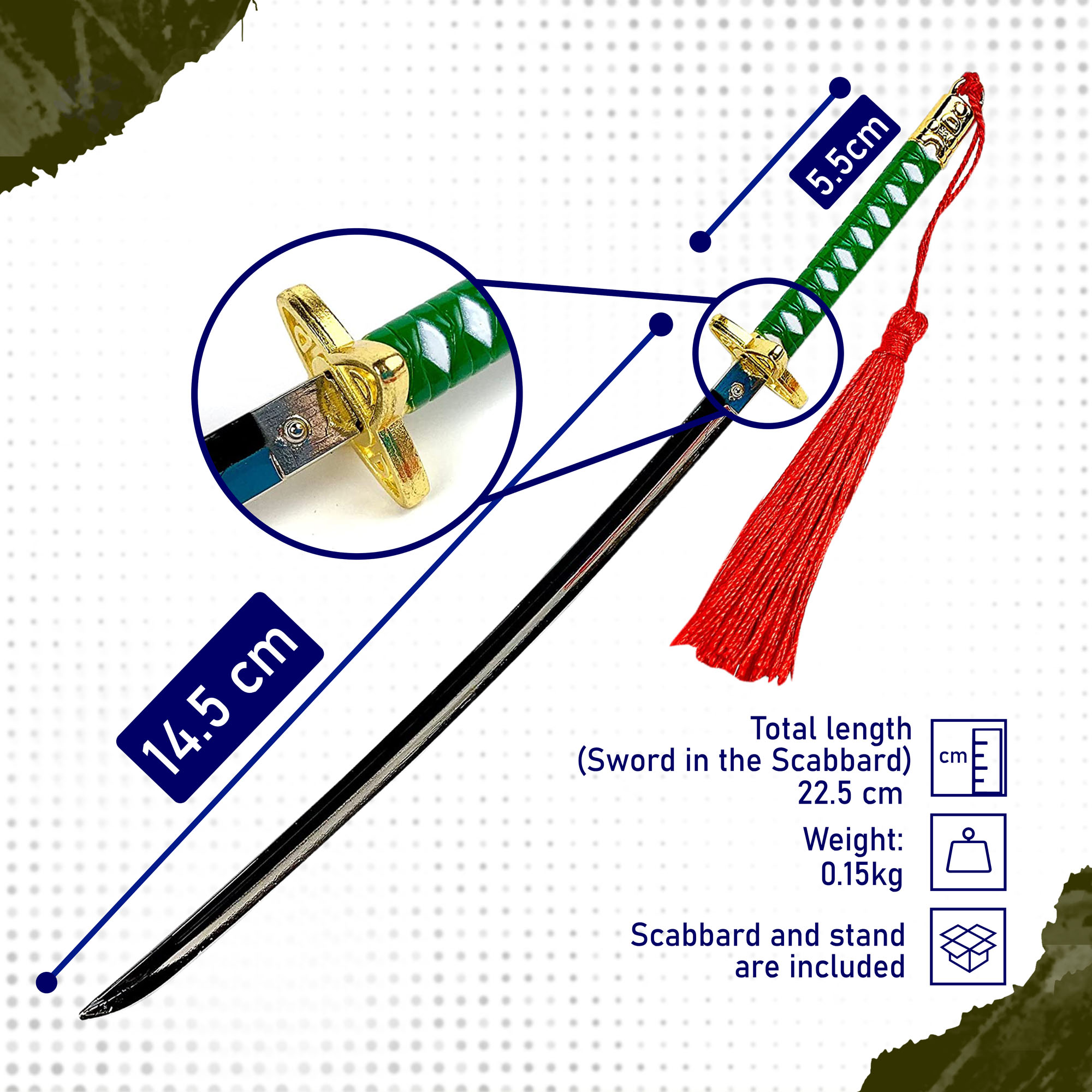 One Piece – Captain Tashigi Shigure Samurai Katana Sword Letter Opener with Sheath and Stand