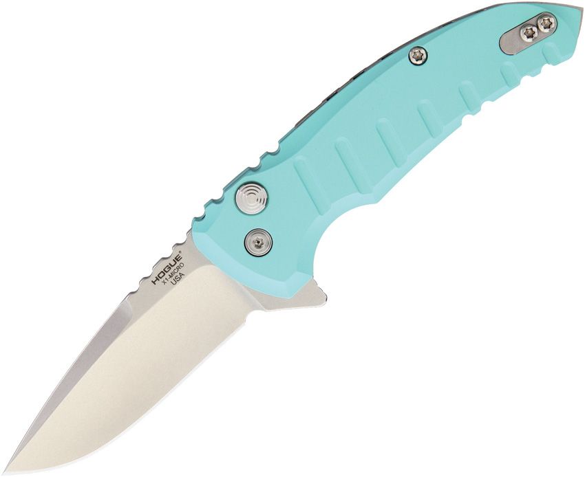 X1-Microflip, CPM-154 Stonewashed Blade, Aqua Aluminum Handle