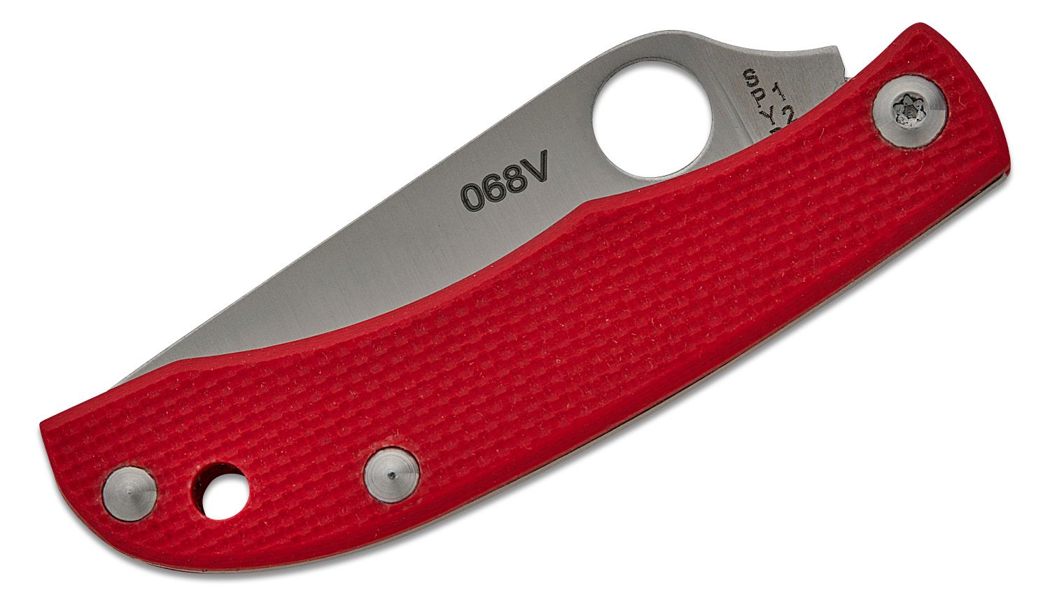 HoneyBee Micro-Size, 12C27 Satin Plain Blade, Red G10 Handle