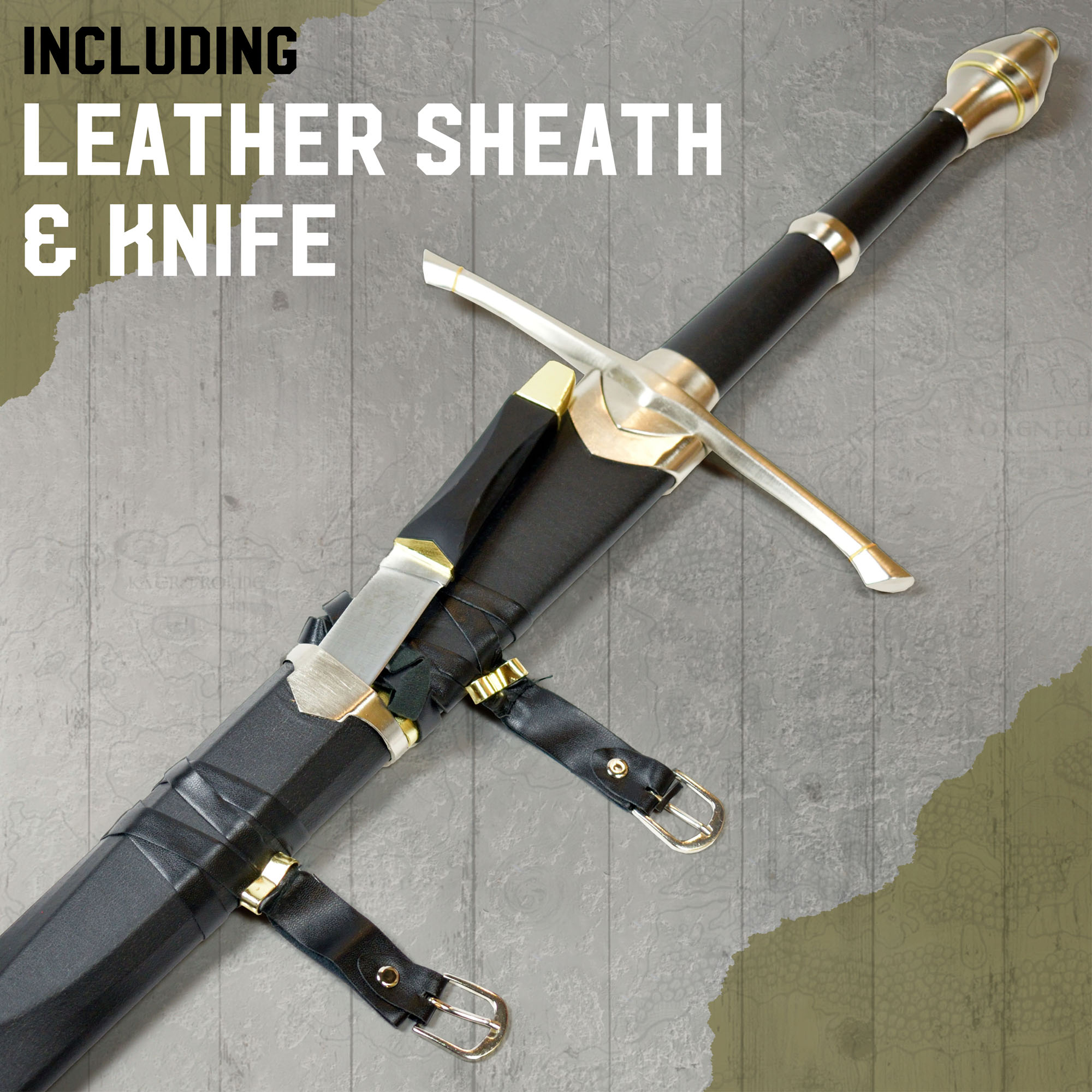 Ranger sword, handforged, with knife and sharp blade