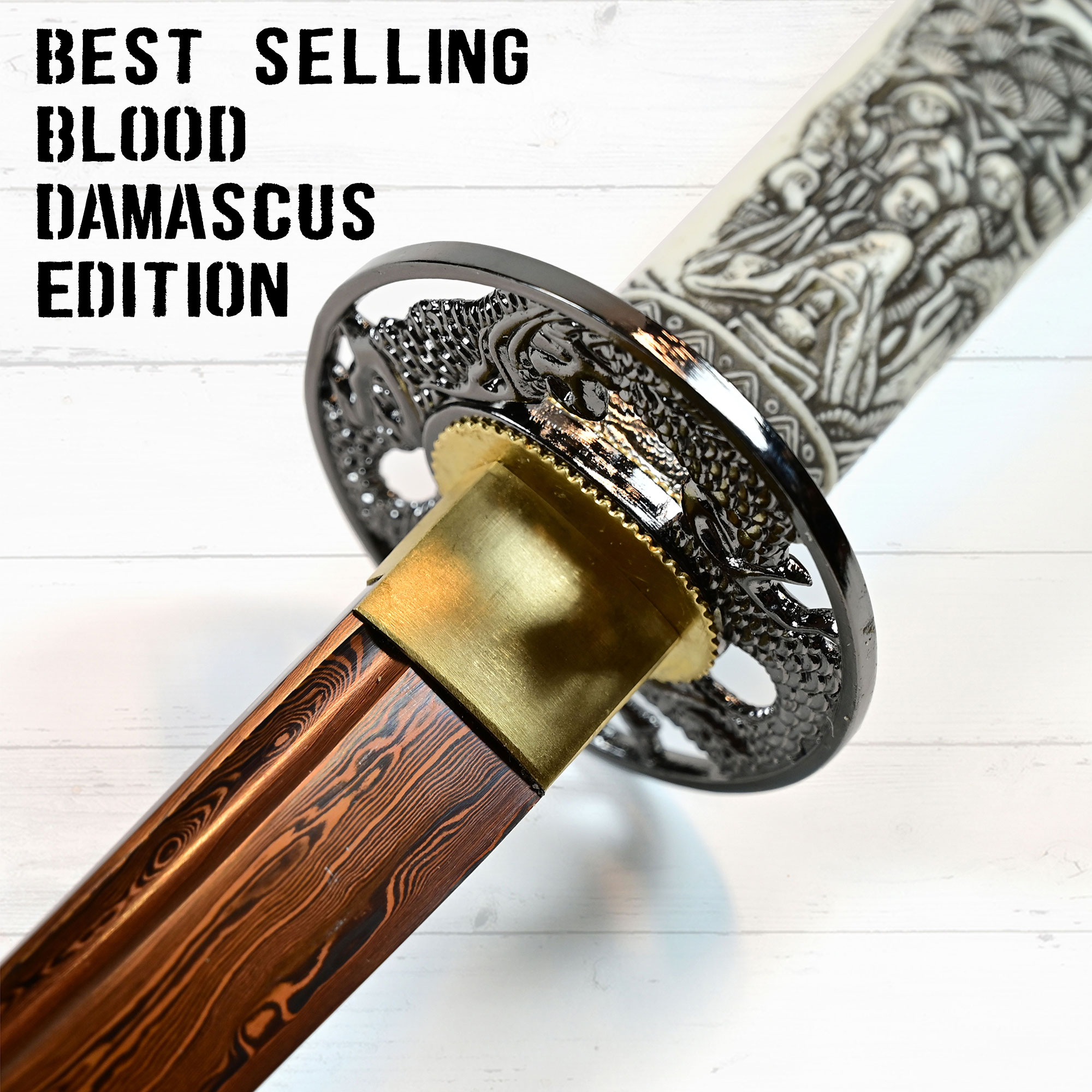 Highlander - Duncan MacLeod Katana - handgeschmiedet & gefaltet, Set - Blutdamast Edition Highlander - Duncan MacLeod Katana - handgeschmiedet & gefaltet, Set - Blutdamast Edition