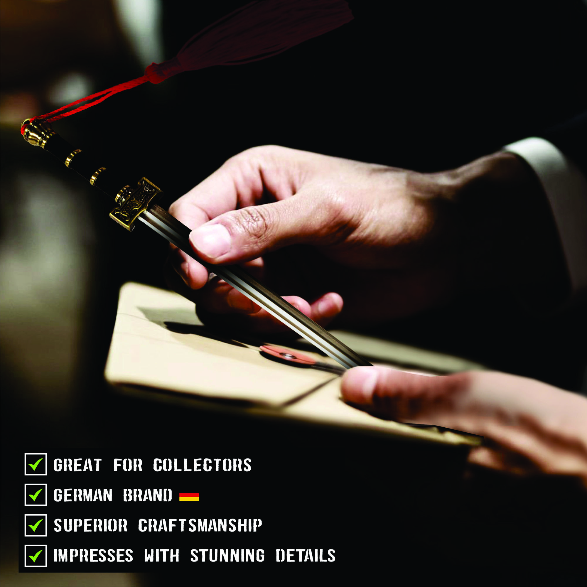 Tai Chi Schwert – Kung Fu Jian Schwert Brieföffner mit Scheide und Ständer