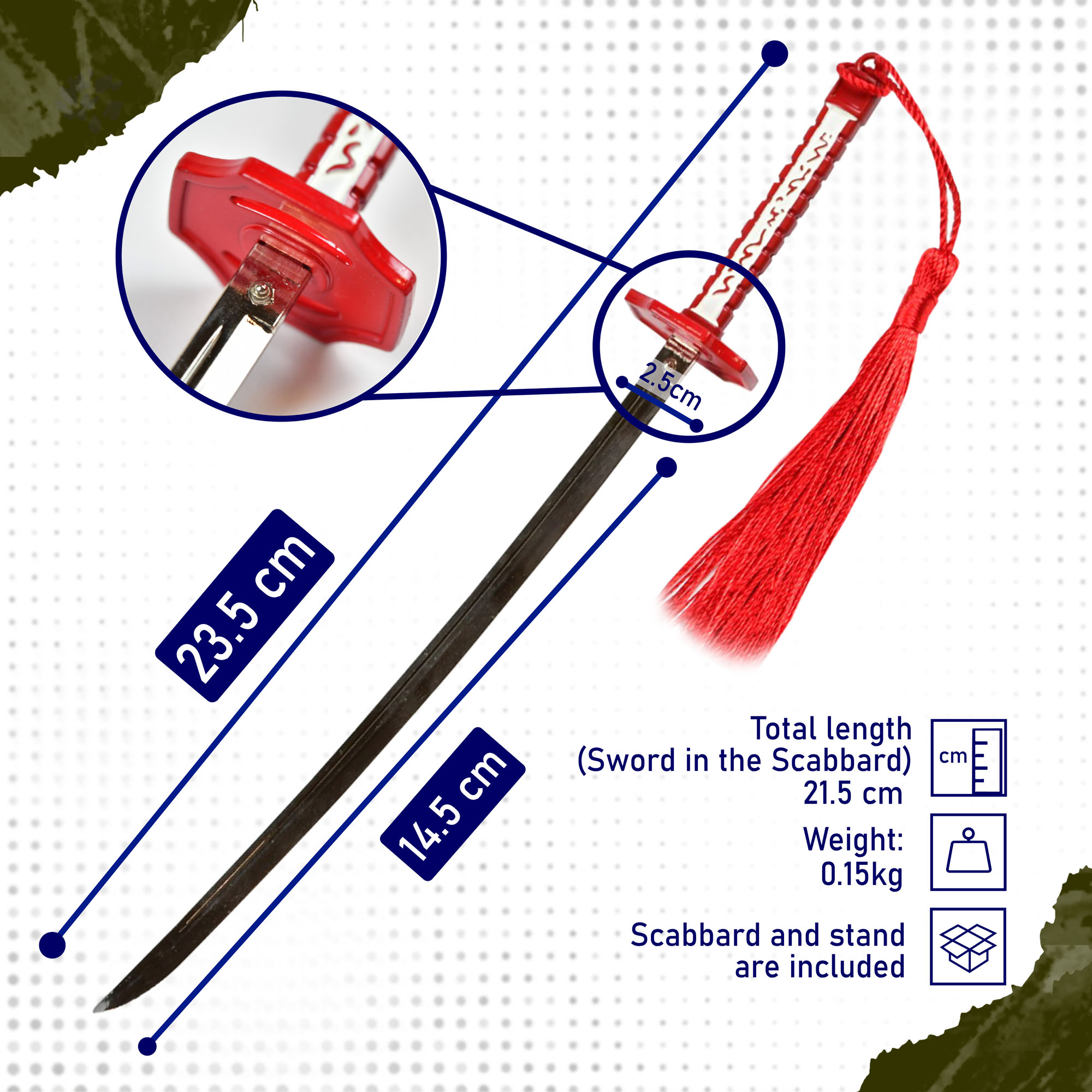 Akame Ga Kill – Akame Murasame Katana, Schwert-Brieföffner mit Scheide und Ständer 