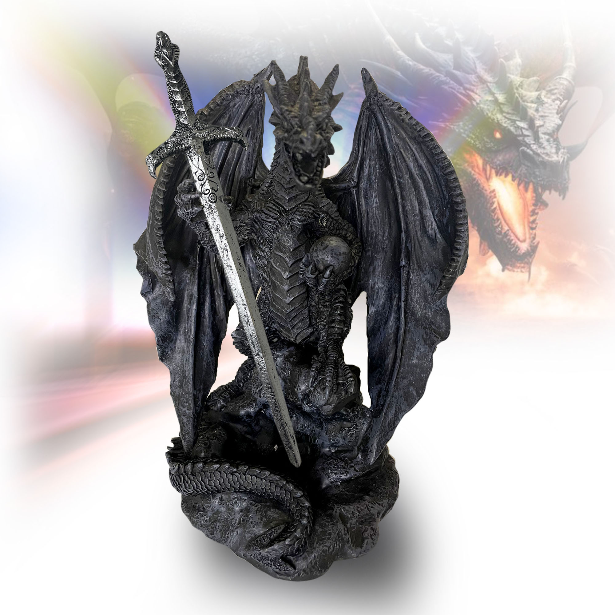 Drache mit Schwert aus Resin