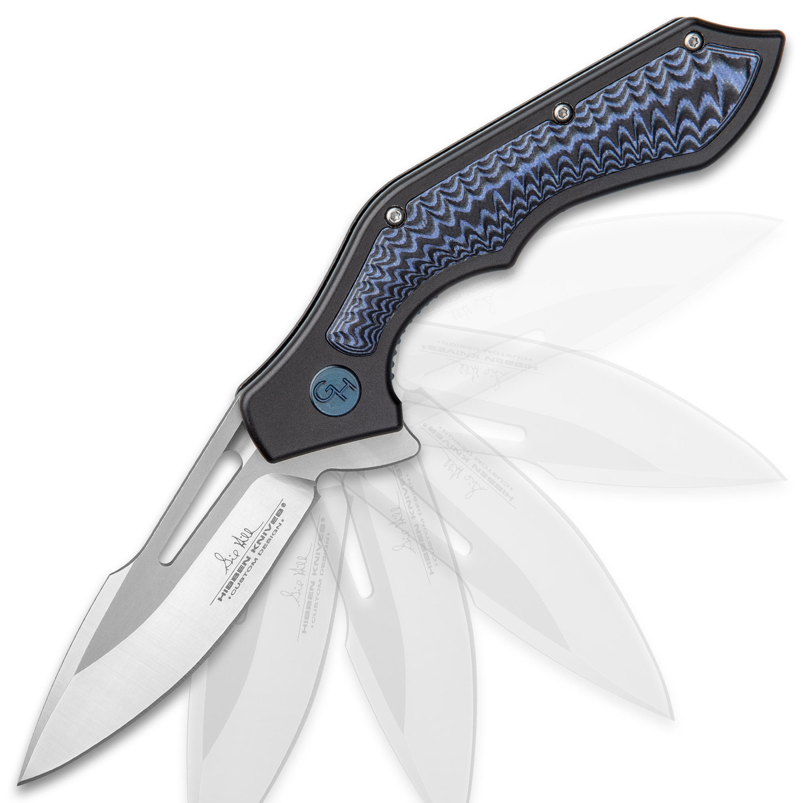 Hibben Hurricane Pocket Knife - Blue/Black G10