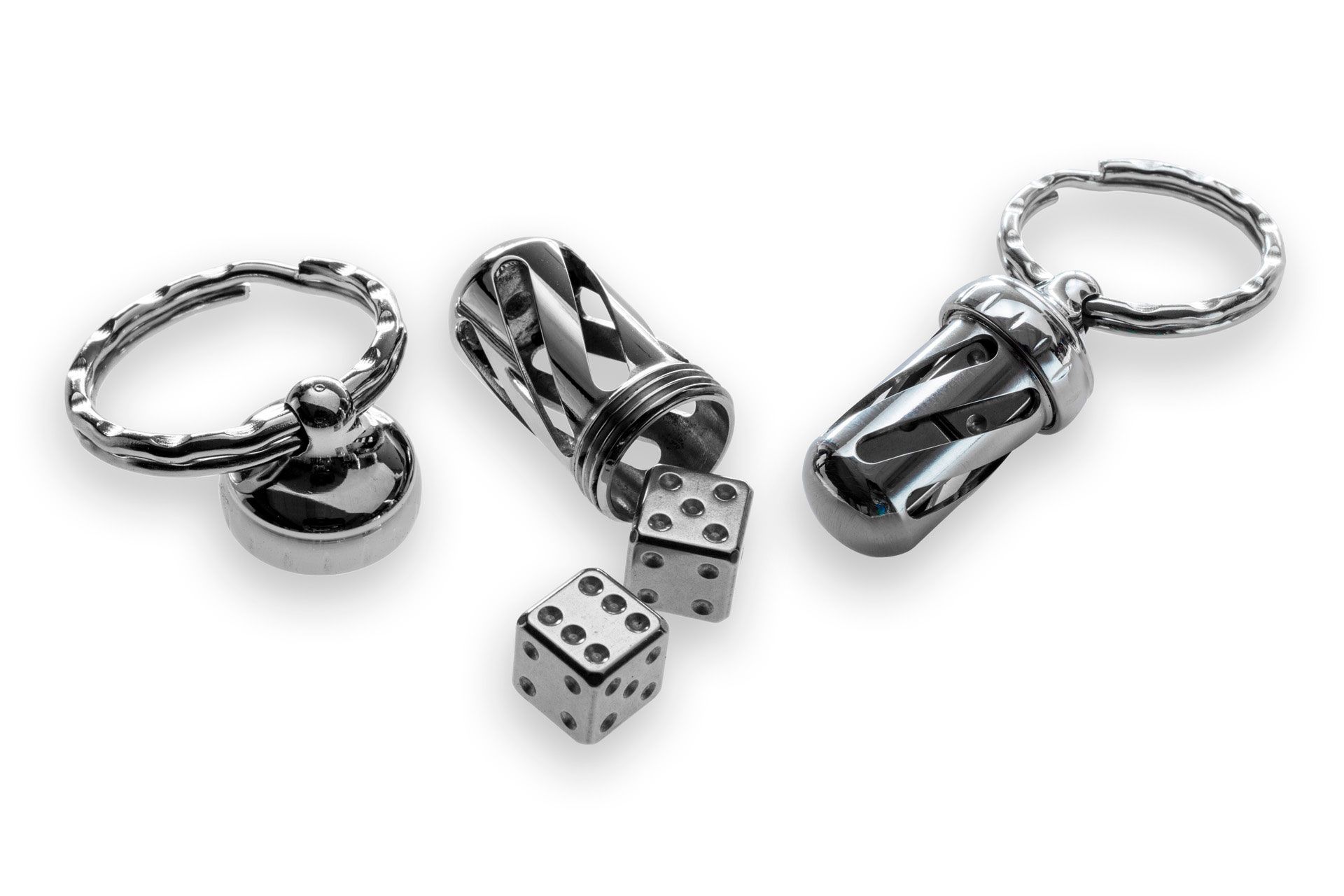 Stainless Steel AcornDice Keychain Pendant