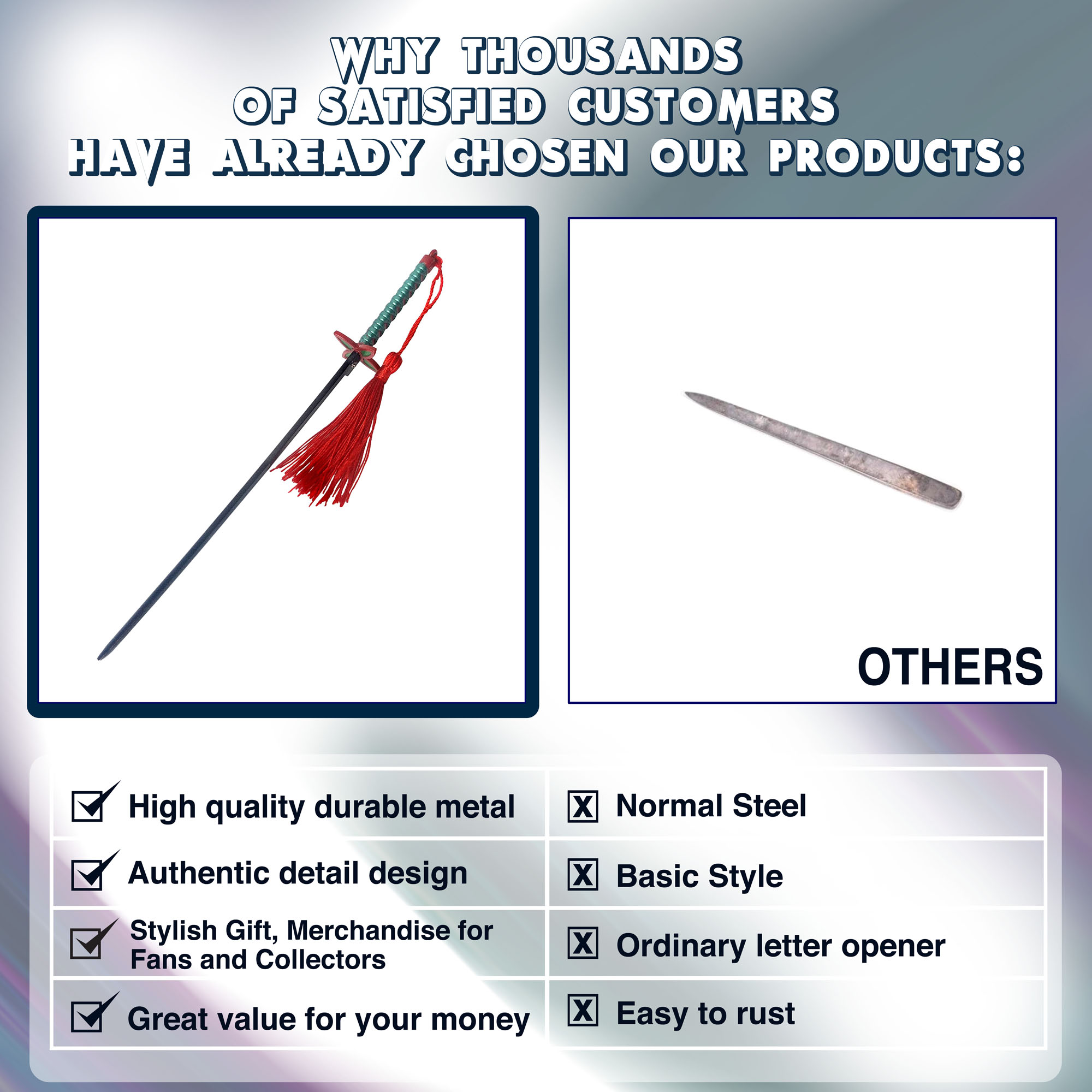 Demon Slayer – Shinobu Kochos Samuraikatana, Schwert-Brieföffner mit Scheide und Ständer