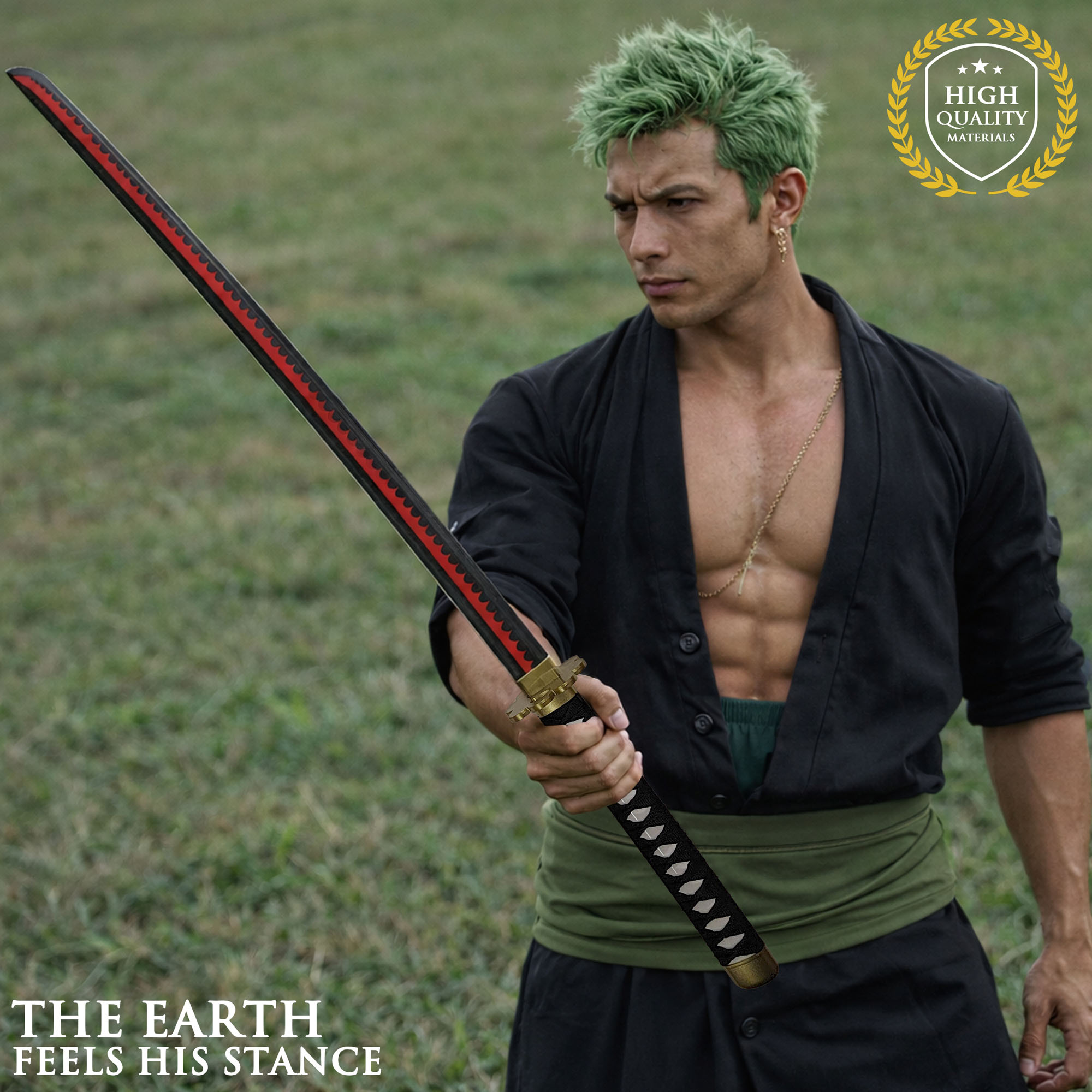 One Piece - Zoro's Shuusui Wooden Katana with Sheath and Stand
