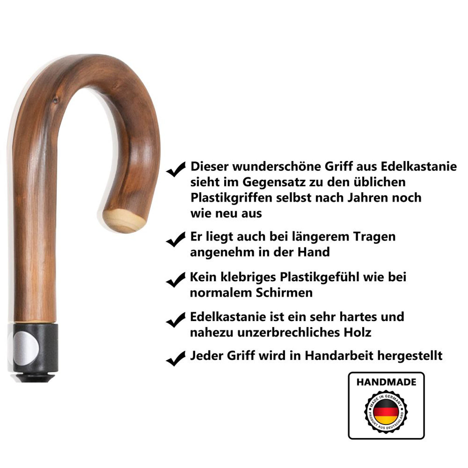Security Umbrella men "City-Safe" round hook handle