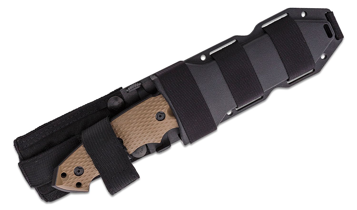 EX-F01, schwarze Tanto-Klinge aus A2-Stahl, flache Dark Earth G10-Griffe, MOLLE-Scheide