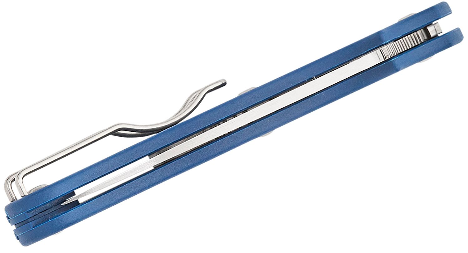 Penknife, CPM-SPY27 Leaf-Shaped Satin Plain Blade, Cobalt Blue FRN Handle