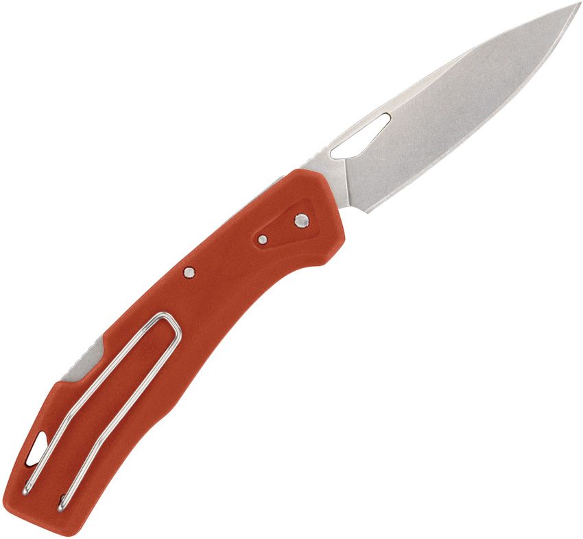 LST, Stonewashed Clip Point Blade, Burnt Orange GFN Handle