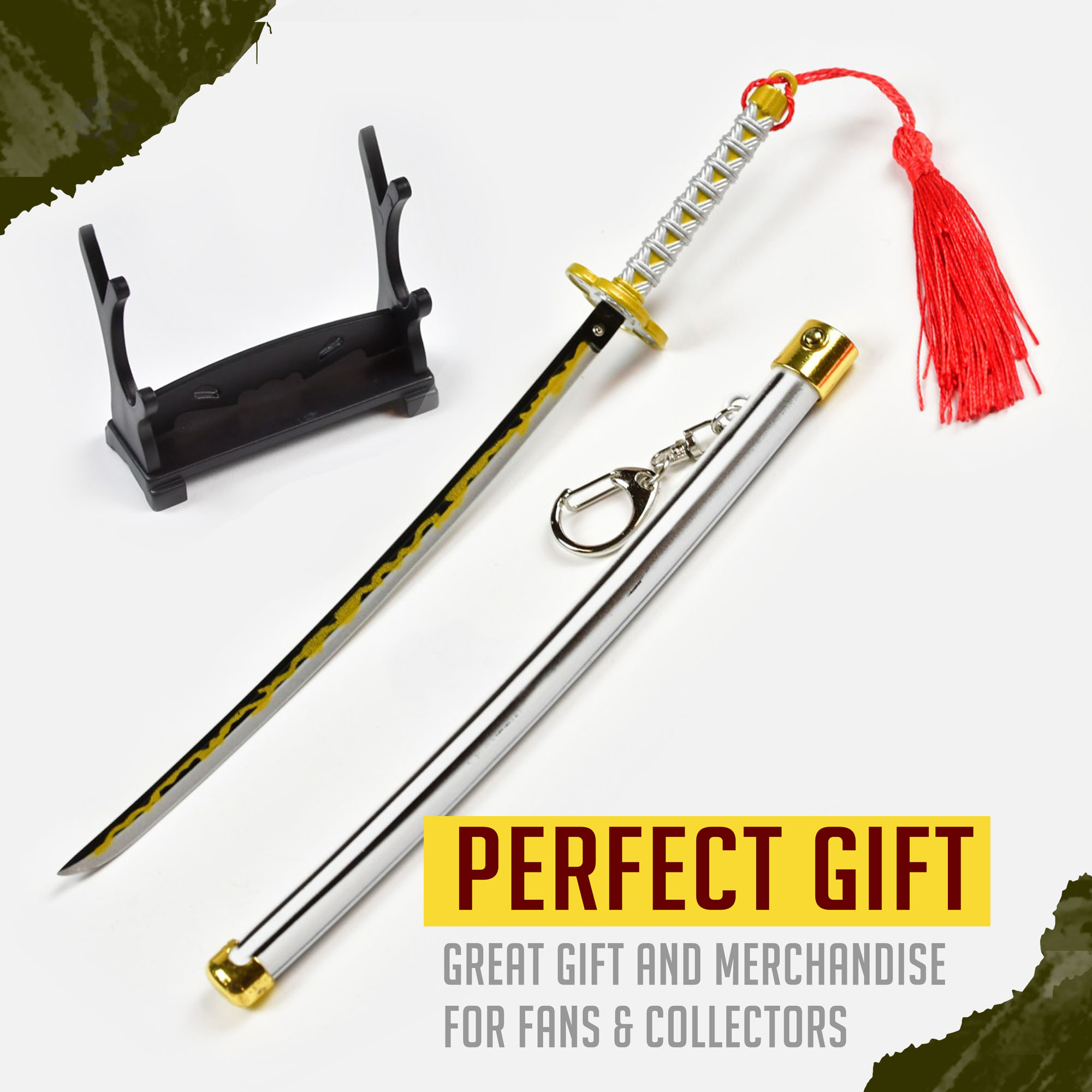 Demon Slayer – Agatsuma Zenitsu Katana Brieföffner Schwert mit Scheide und Ständer