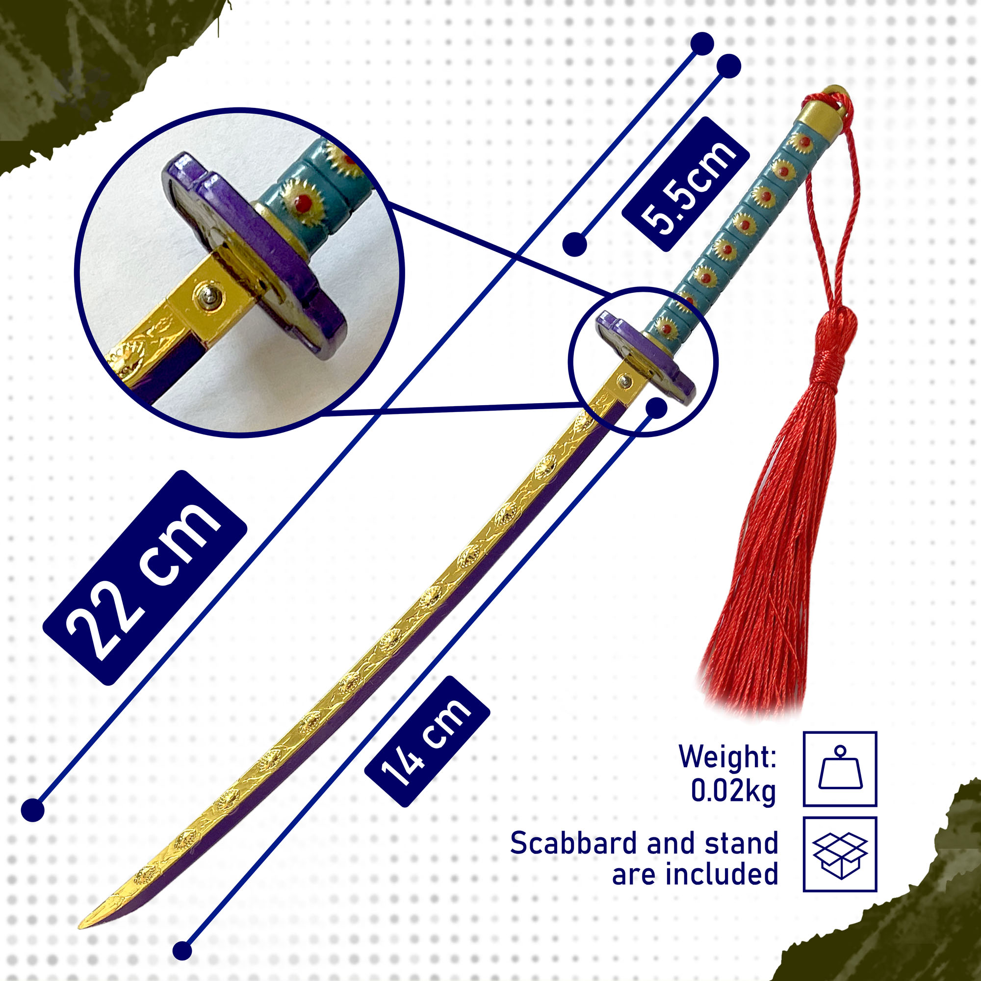 Demon Slayer: Kimetsu no Yaiba - Kokushibou Brieföffner mit Scheide und Ständer