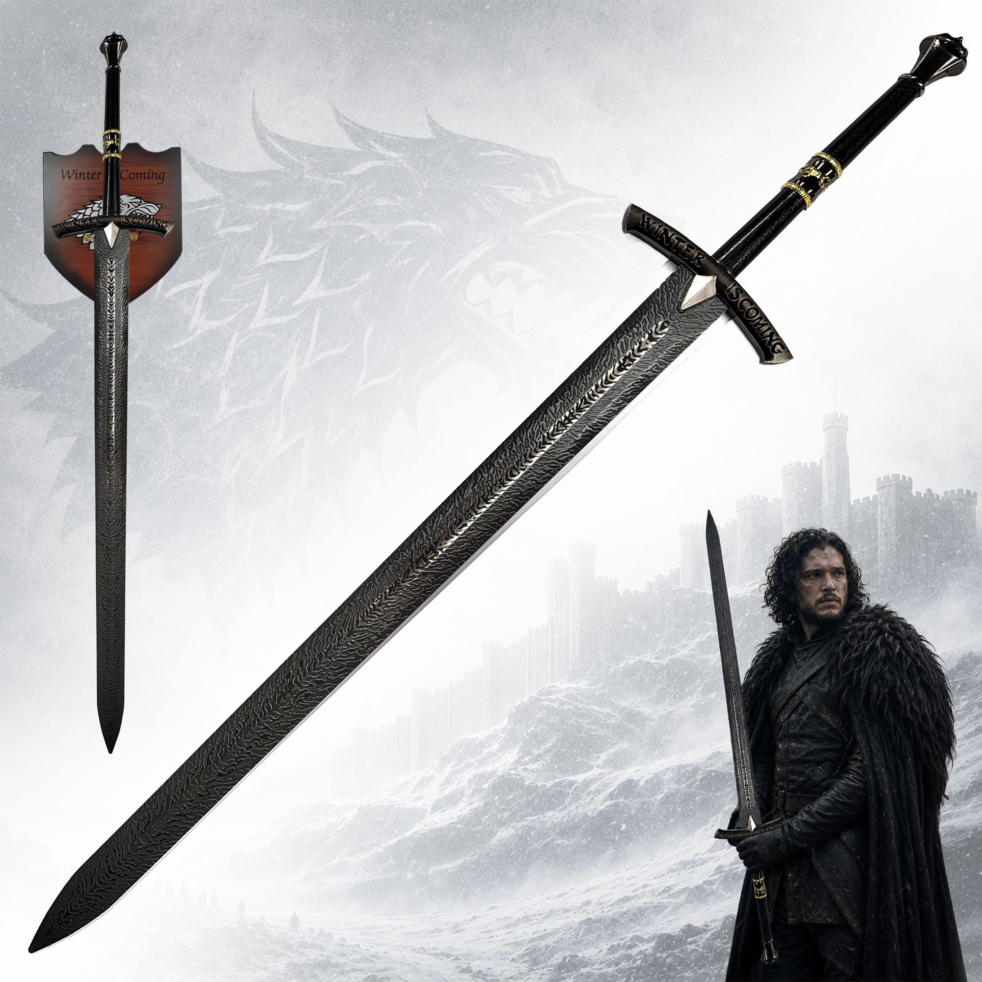 Game of Thrones: Ice – The Sword of Eddard Stark (Book Version) – with Wall Plaque