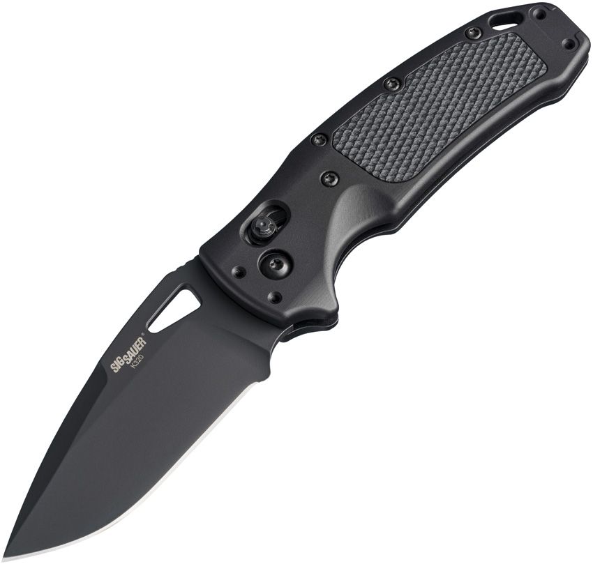 K320 AXG Pro ABLE, S30V schwarze Cerakote-Drop-Point-Klinge, schwarzer Aluminiumgriff