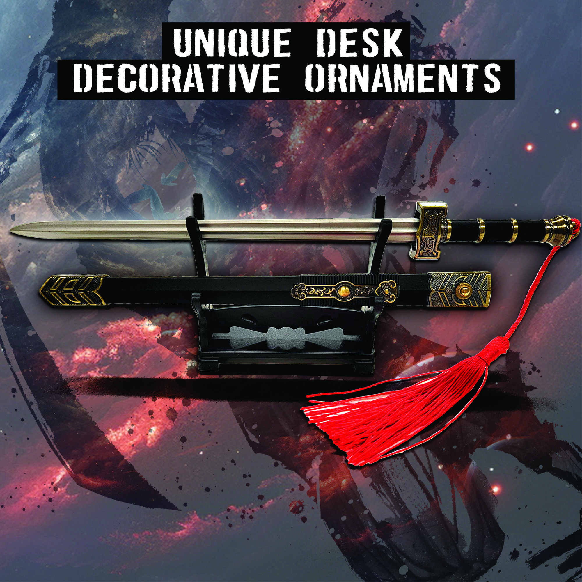 Tai Chi Schwert – Kung Fu Jian Schwert Brieföffner mit Scheide und Ständer