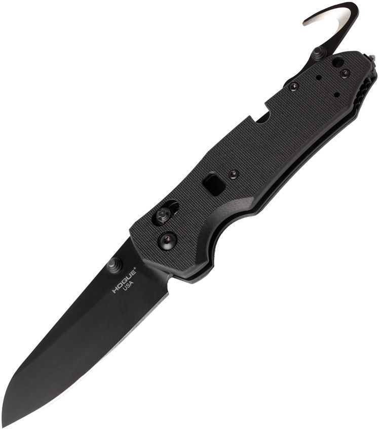 Trauma First Response Tool, Bohler N680 Black Cerakote Sheepsfoot-Klinge, schwarzer G10-Griff