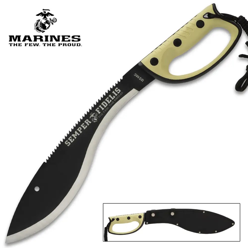 USMC Semper Fidelis Sawback Kukri mit Scheide
